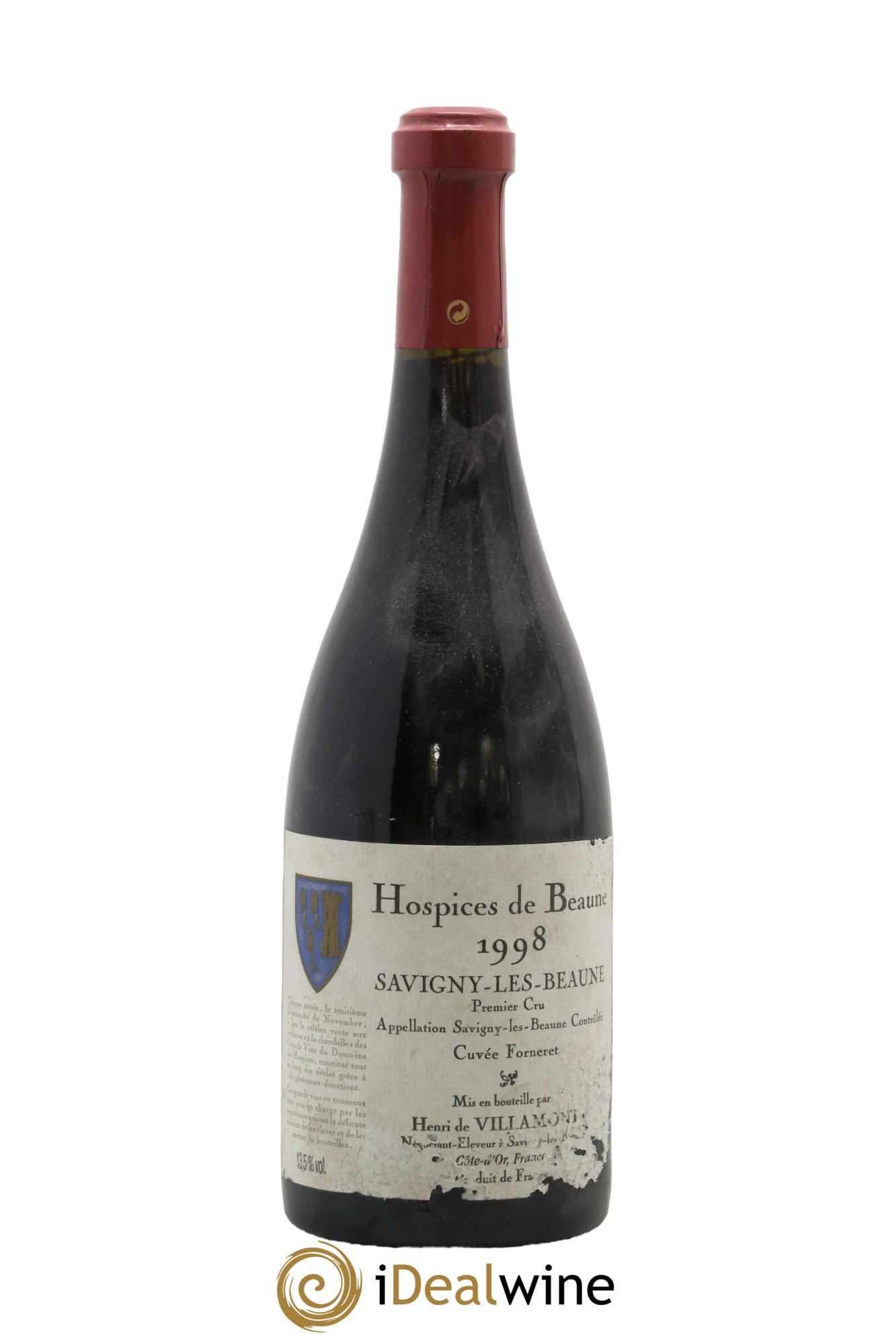 Savigny-lès-Beaune 1er Cru Hospice de Beaune cuvée Forneret Henry Villamont 1998 - Lot de 1 bouteille - 0