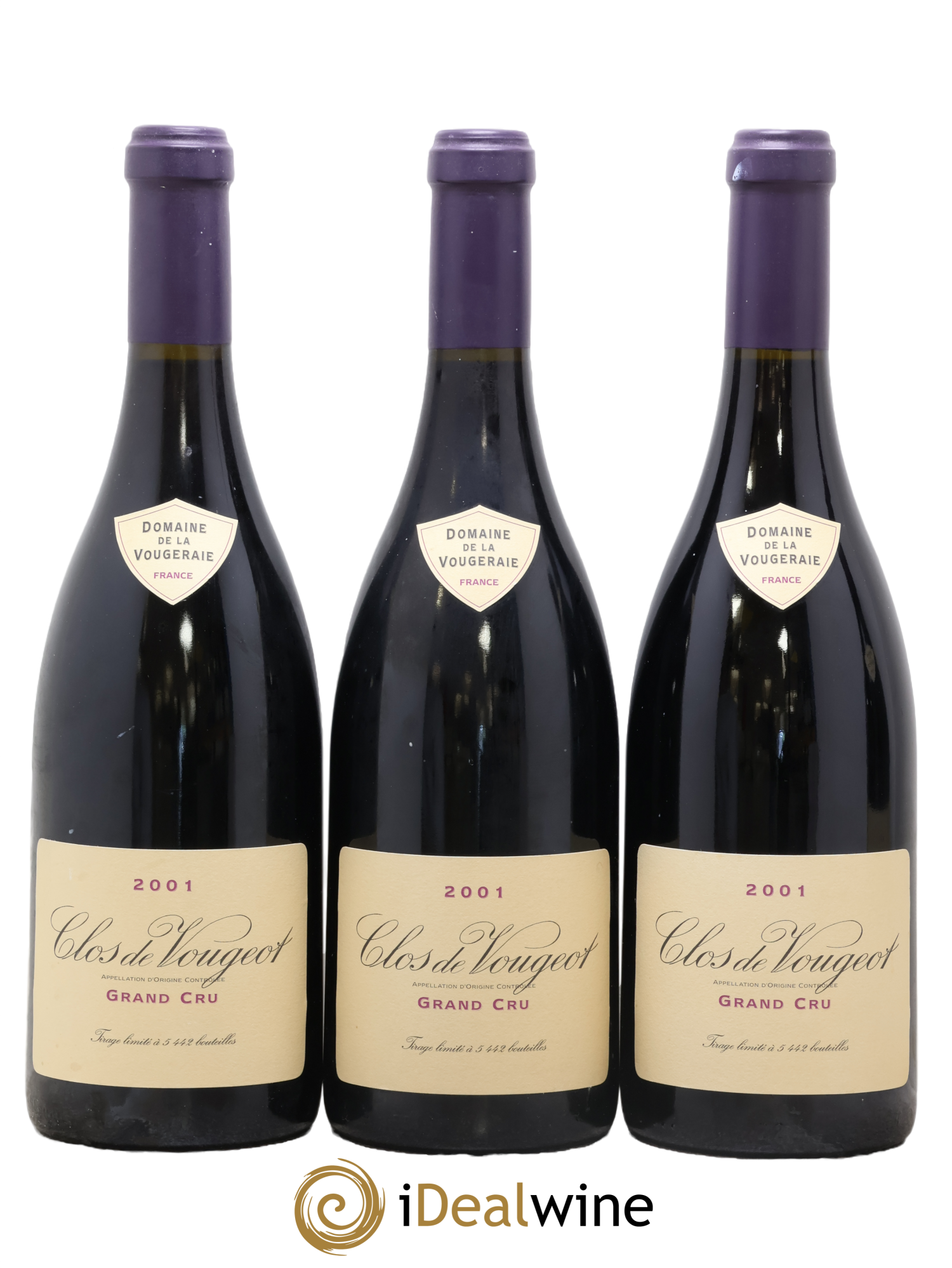 Clos de Vougeot Grand Cru La Vougeraie 2001 - Lot de 3 bouteilles - 0