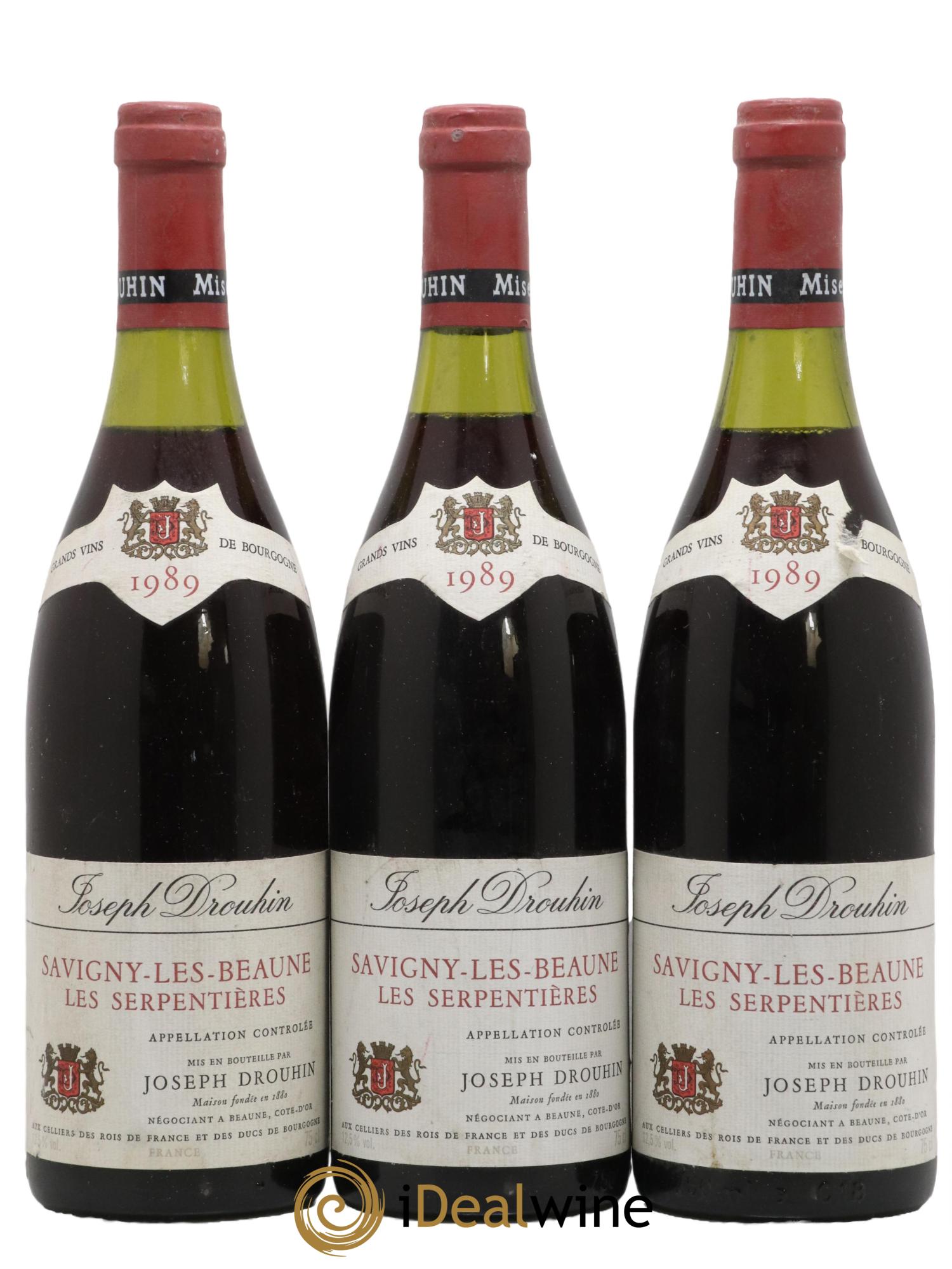 Savigny-lès-Beaune 1er Cru Les Serpentieres Domaine Drouhin 1989 - Lot de 3 bouteilles - 0