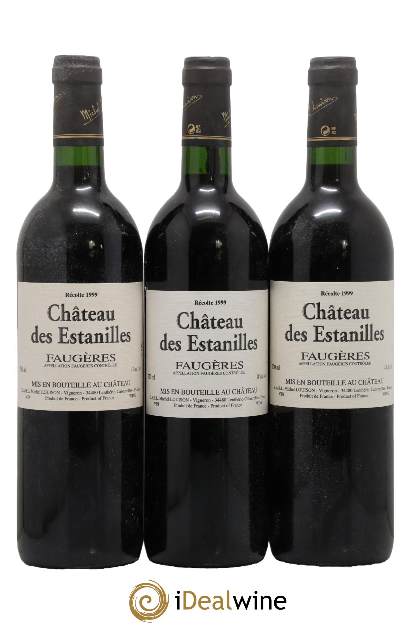 Faugères Château des Estanilles Tradition Michel Louison 1999 - Posten von 3 Flaschen - 0