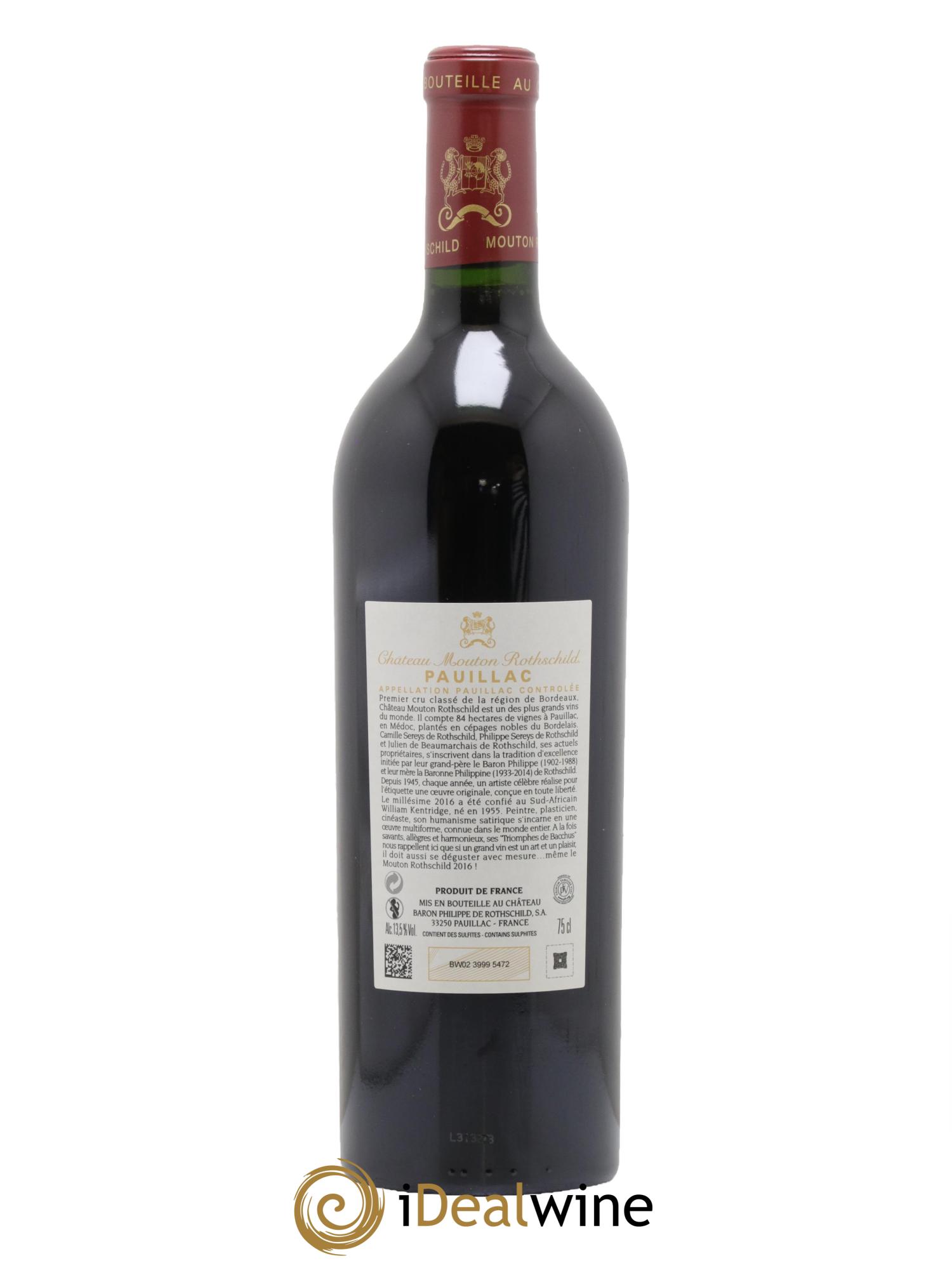 Château Mouton Rothschild 1er Grand Cru Classé 2016 - Lot de 1 bouteille - 1