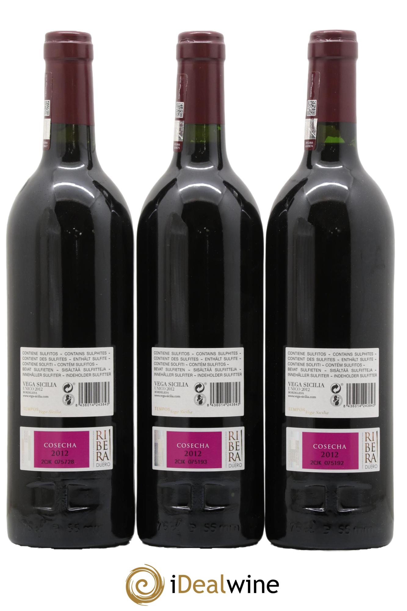 Ribera Del Duero DO Vega Sicilia Unico Famille Alvarez 2012 - Lot of 3 bottles - 1