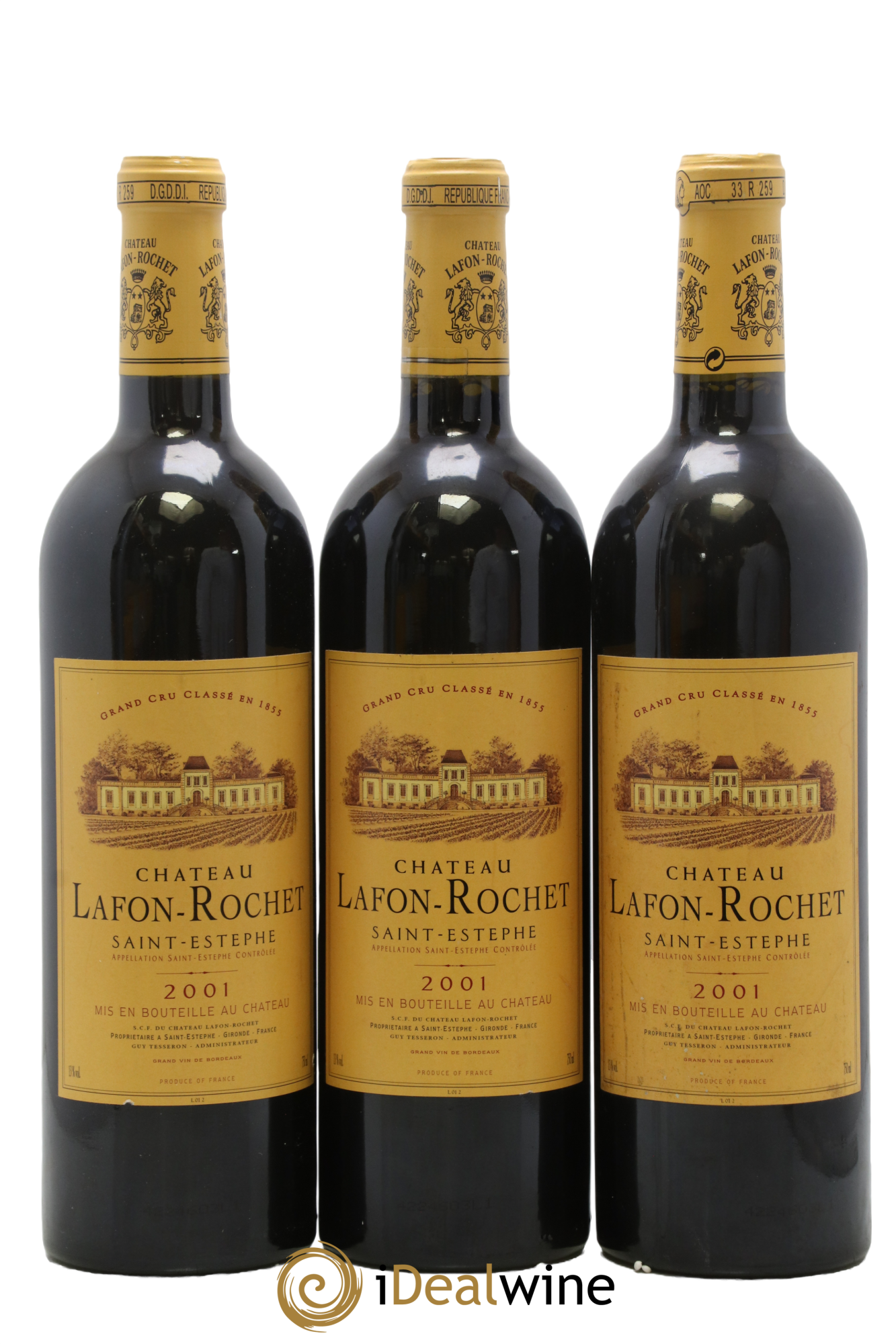 Château Lafon Rochet 4ème Grand Cru Classé 2001 - Lot de 3 bouteilles - 0