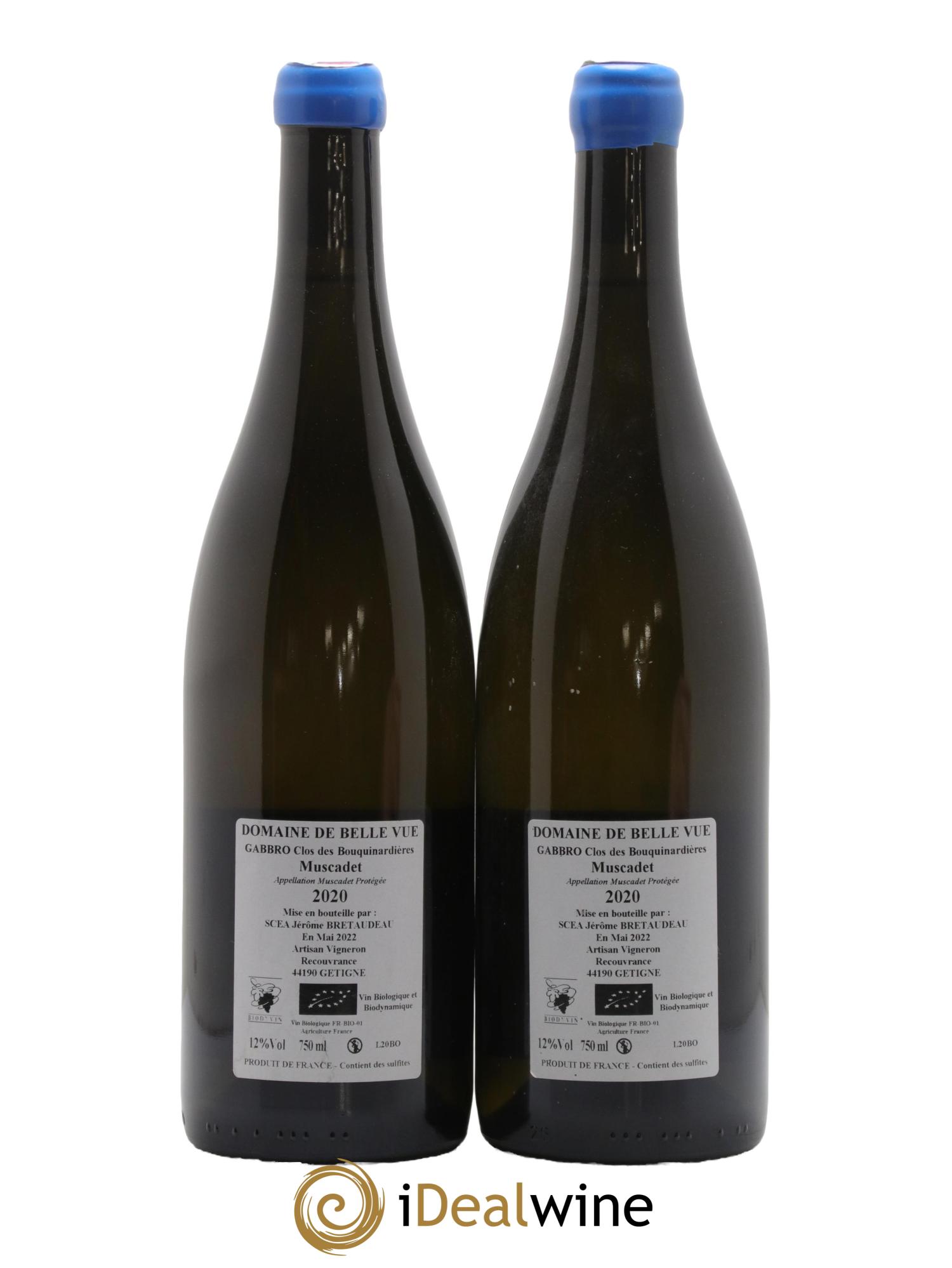 Muscadet-Sèvre-et-Maine Gabbro Clos des Bouquinardières Jérôme Bretaudeau - Domaine de Bellevue 2020 - Lot de 2 bouteilles - 1