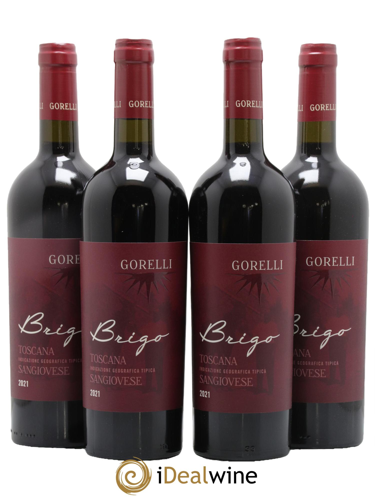 Italie Toscana Brigo Sangiovese G Gorelli 2021 - Lot de 4 bouteilles - 0