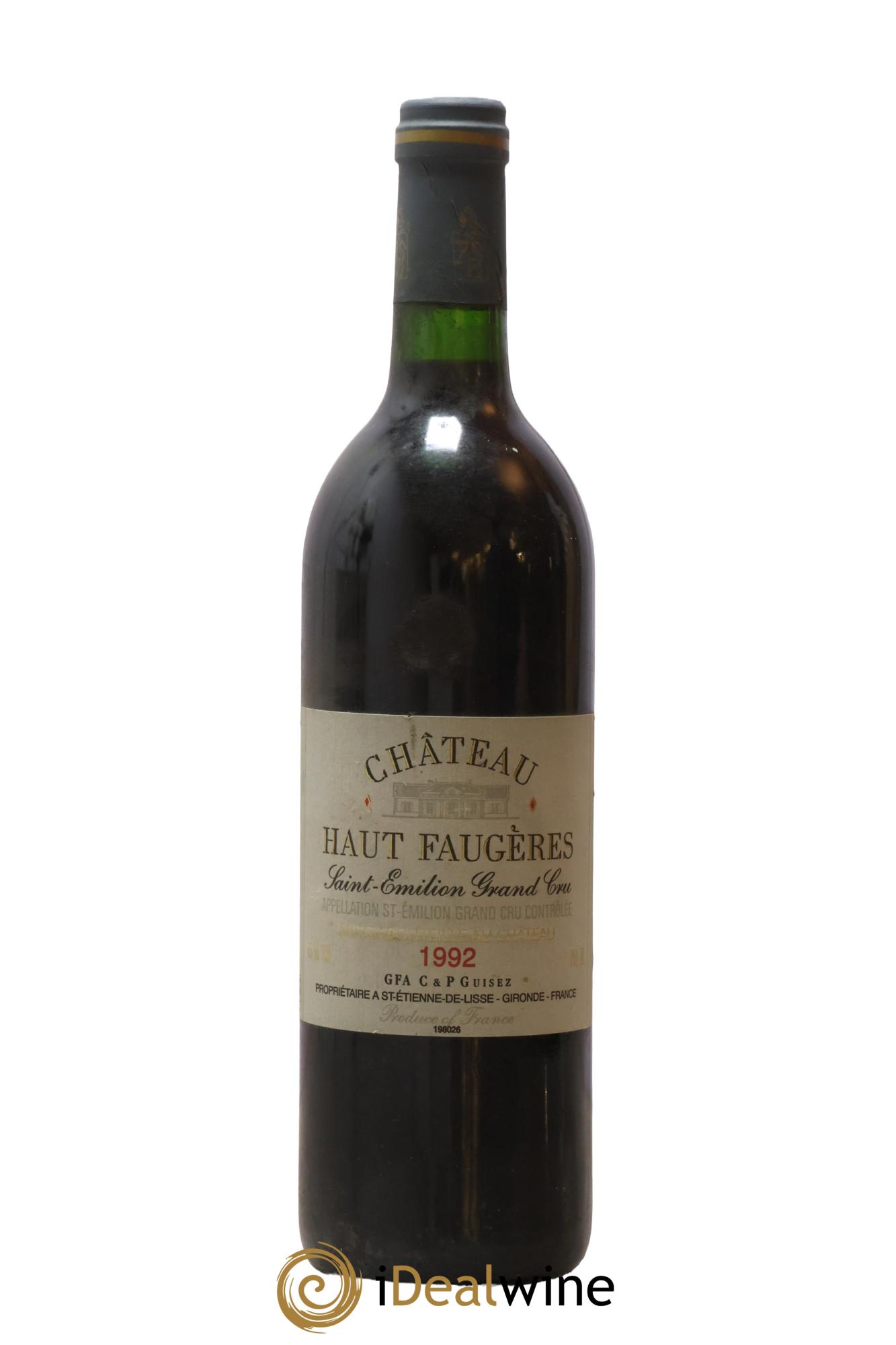 Saint-Émilion Grand Cru Château Haut Faugères 1992 - Posten von 1 Flasche - 0