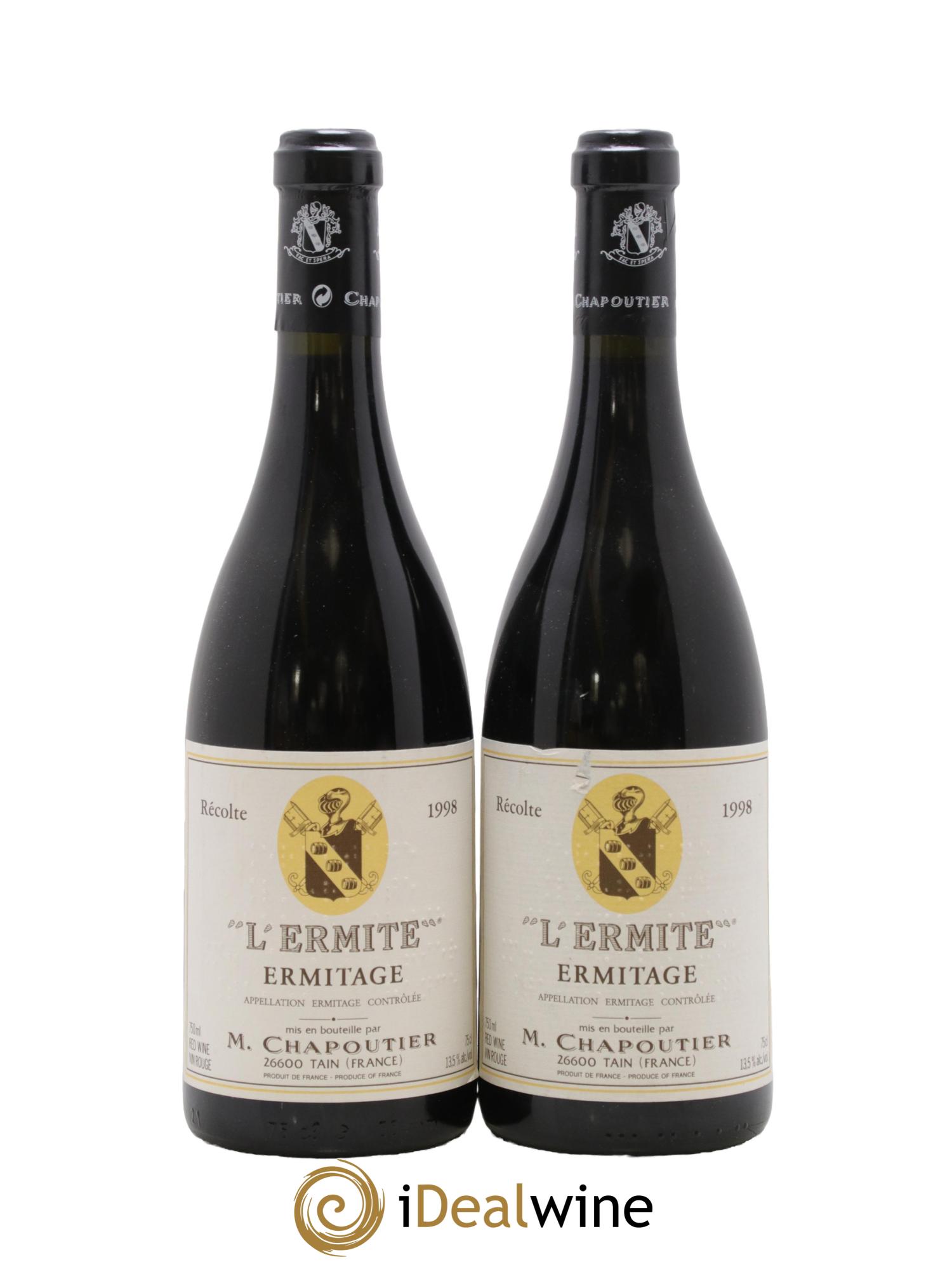 Hermitage Ermitage l'Ermite Chapoutier 1998 - Lotto di 2 bottiglie - 0