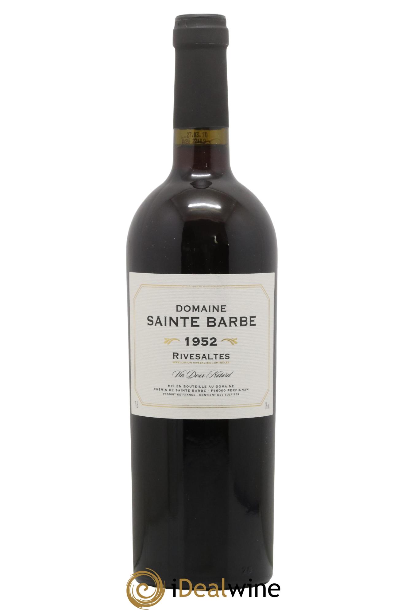 Rivesaltes Sainte Barbe (Domaine) 1952 - Posten von 1 Flasche - 0