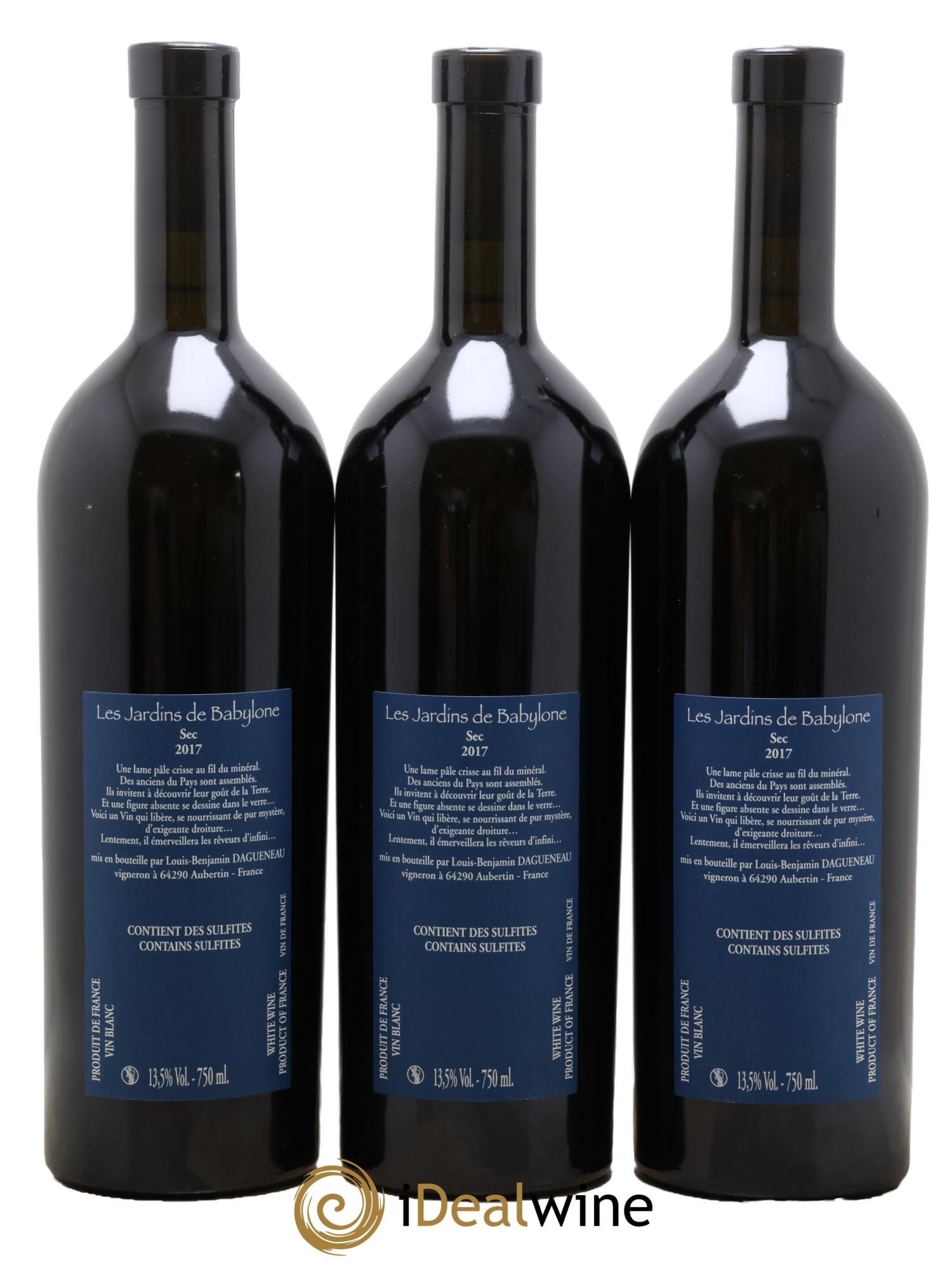 Vin de France(anciennement Jurançon) Les Jardins de Babylone Sec Didier Dagueneau  2017 - Lot of 3 bottles - 1