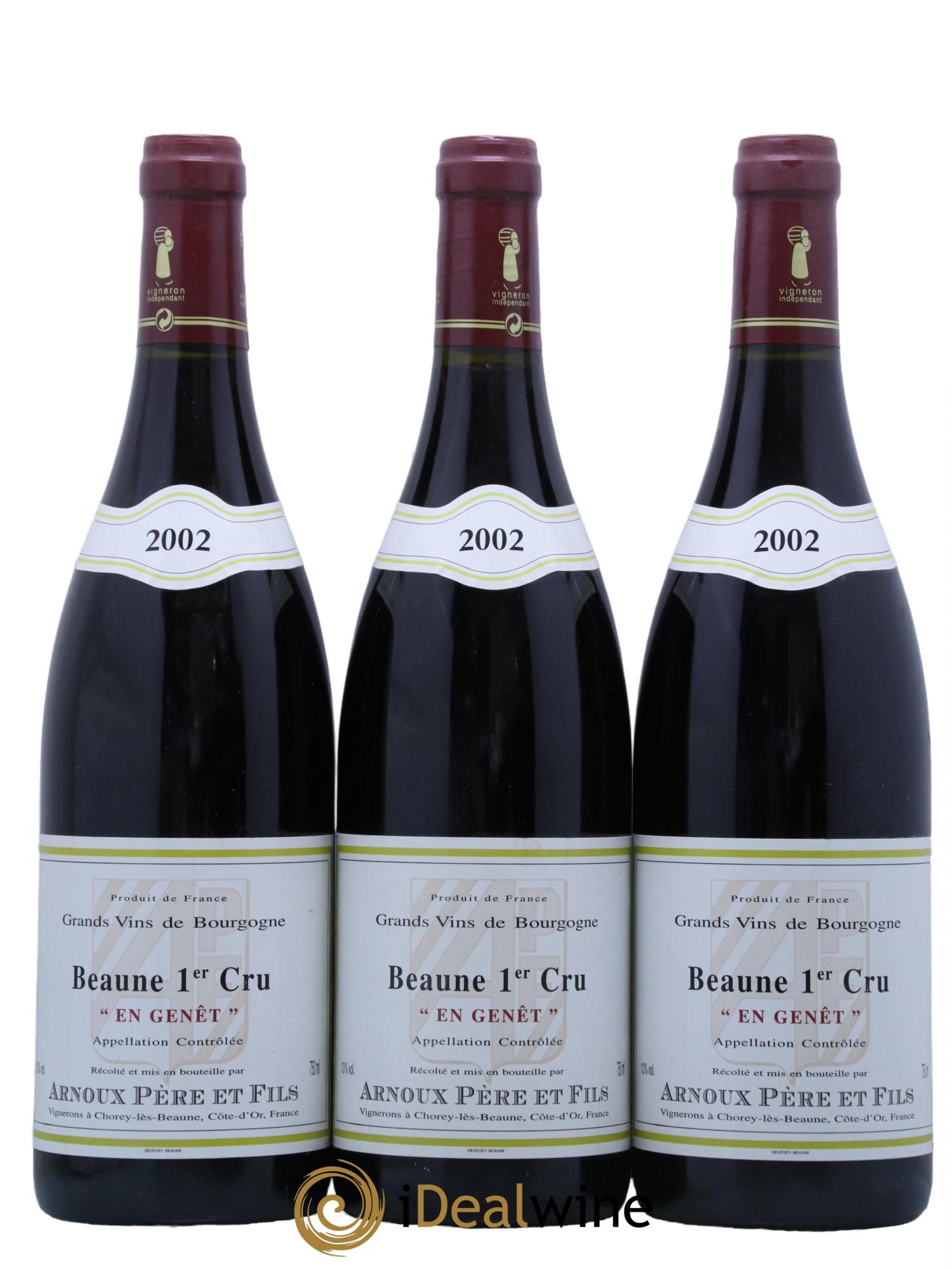 Beaune 1er Cru En Genet Domaine Arnoux Pere Et Fils 2002 - Lot de 3 bouteilles - 0