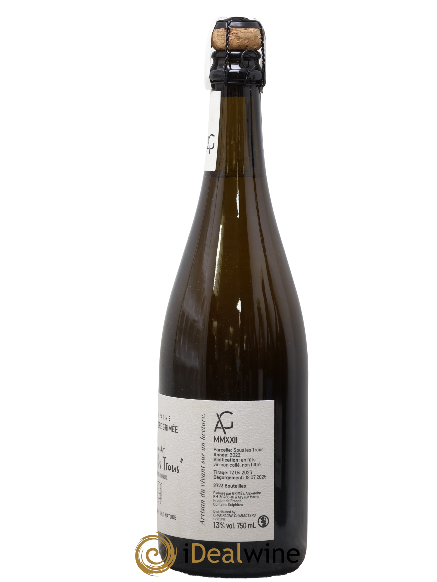 Brut Nature Blanc de Noirs  Sous les Trous Vigne de Bonneil Alexandre Grimée 2022 - Lot de 1 bouteille - 1