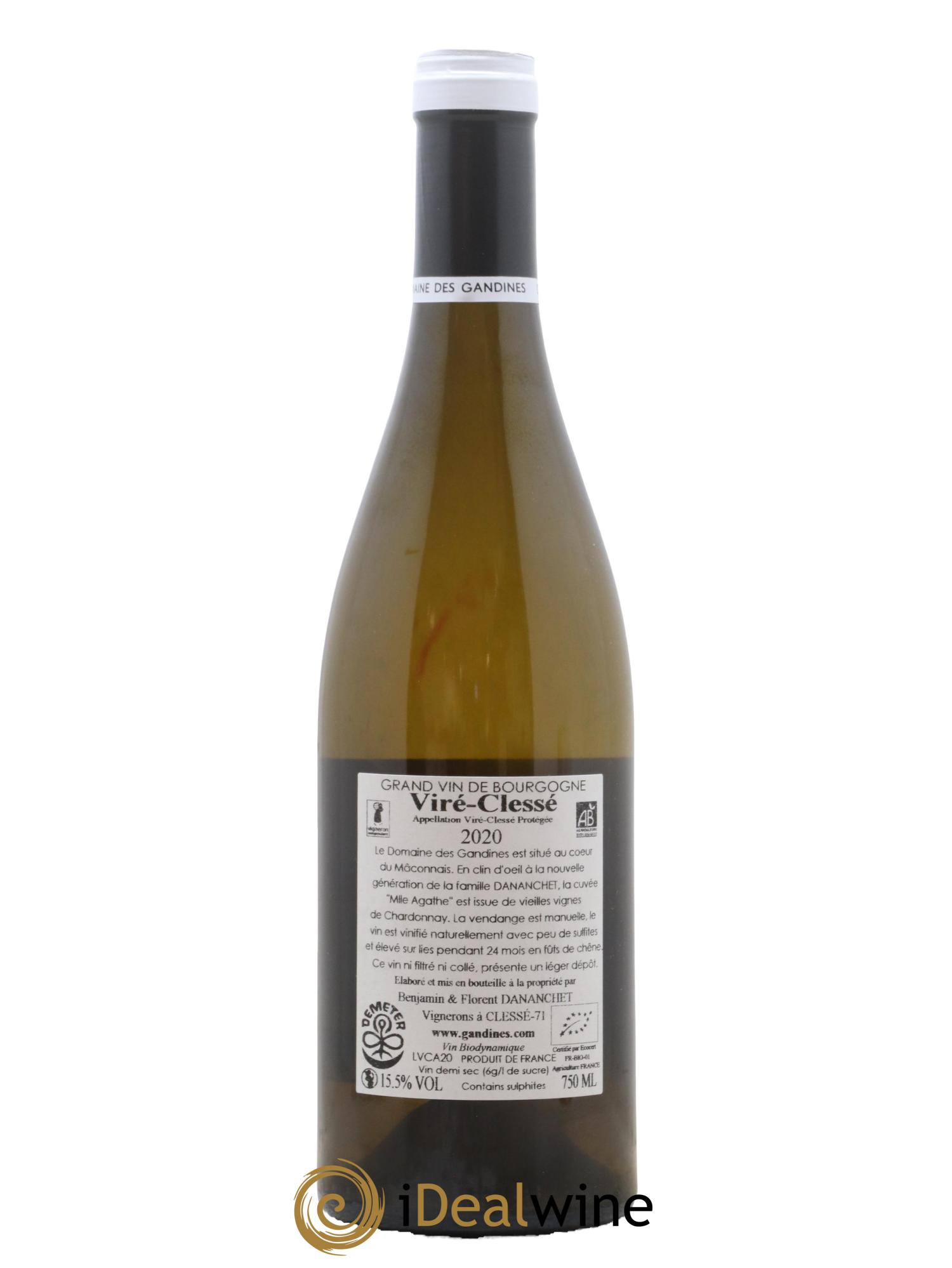 Viré-Clessé Mlle Agathe Domaine des Gandines 2020 - Lot de 1 bouteille - 1