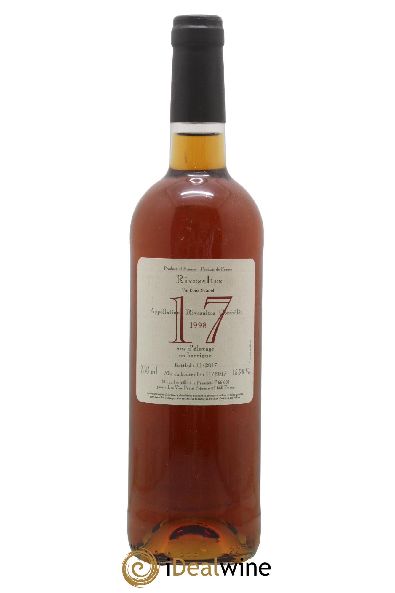 Rivesaltes 17 Ans d'Elevage en Barrique Parcé Frères 1998 - Lot of 1 bottle - 0