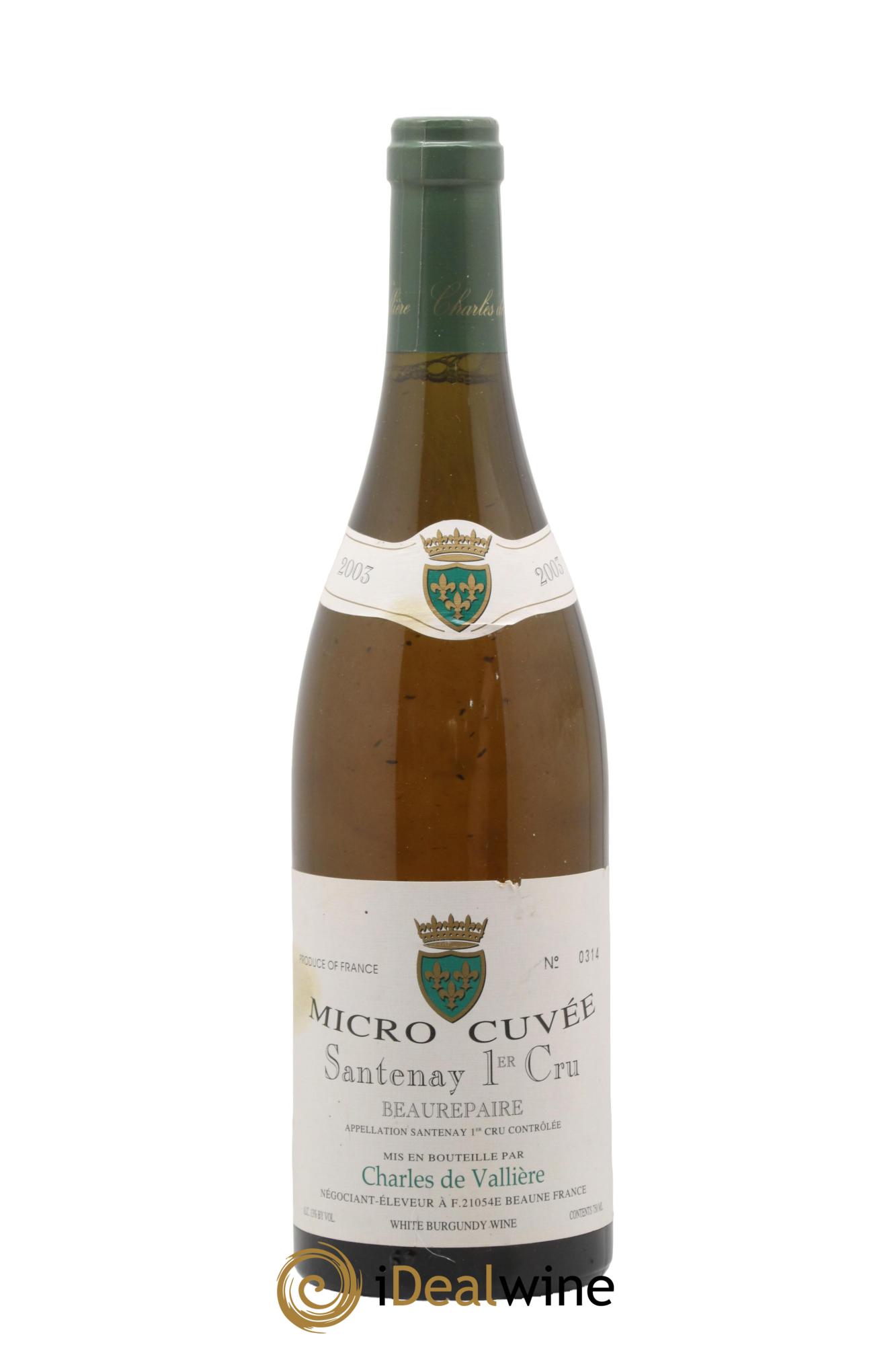 Santenay 1er Cru Beaurepaire Micro Cuvée par Charles de Vallière 2003 - Lot de 1 bouteille - 0