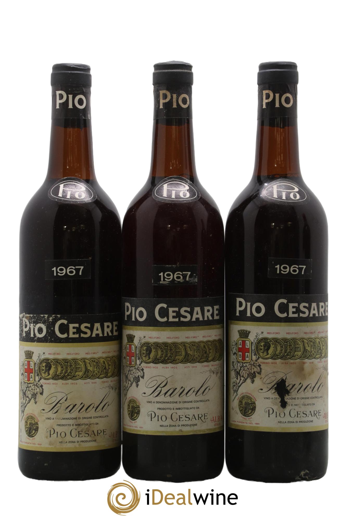 Barolo DOCG Pio Cesare 1967 - Lot de 3 bouteilles - 0