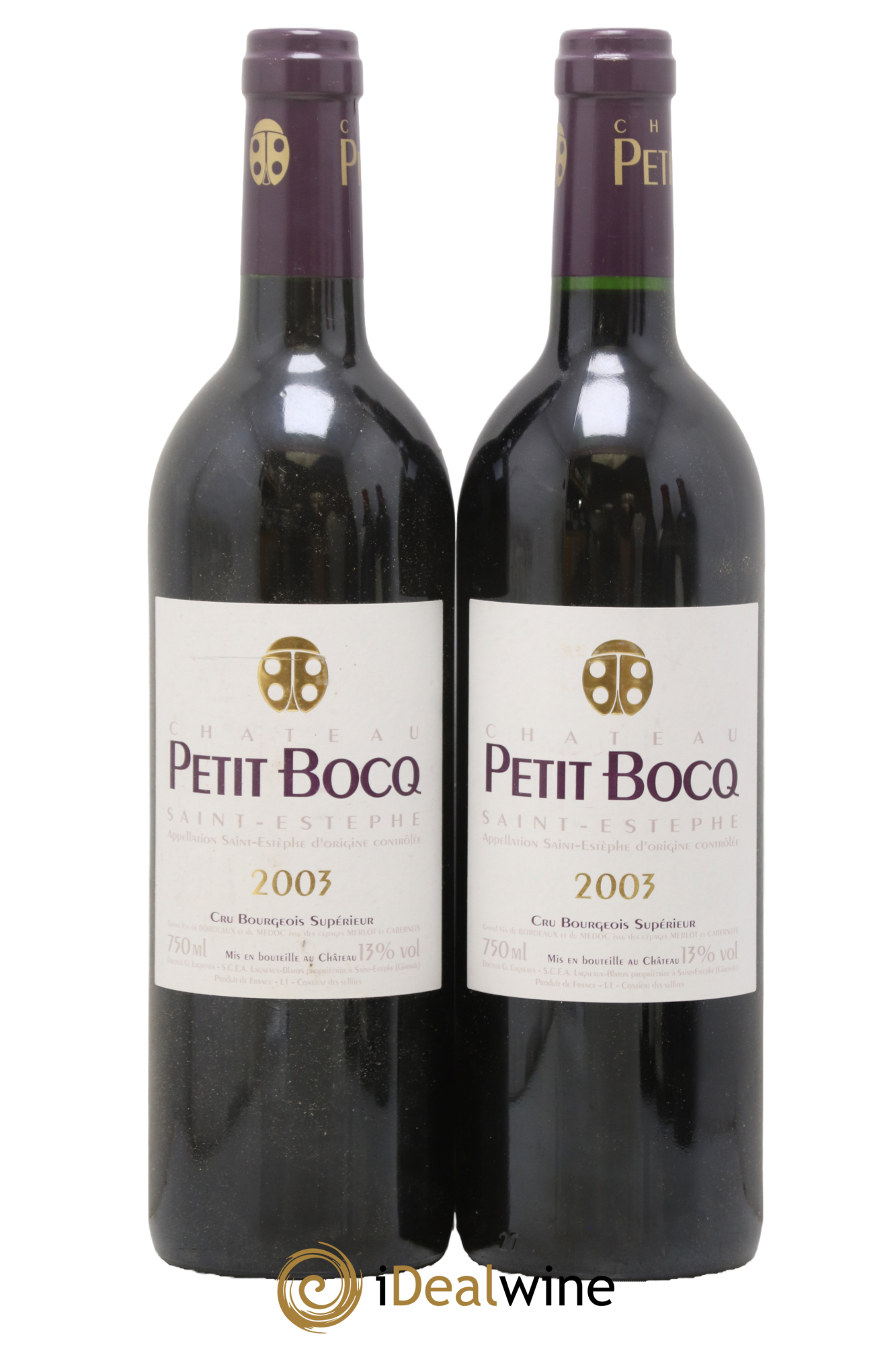 Château Petit Bocq Cru Bourgeois 2003 - Lot of 2 bottles - 0