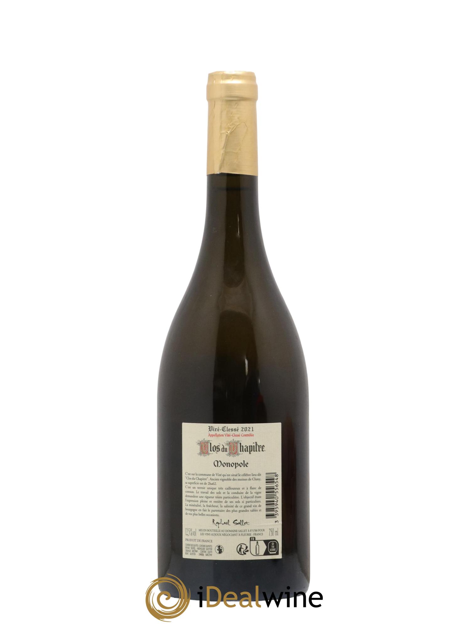 Viré-Clessé Clos du Chapitre Raphael Sallet 2021 - Lot de 1 bouteille - 1