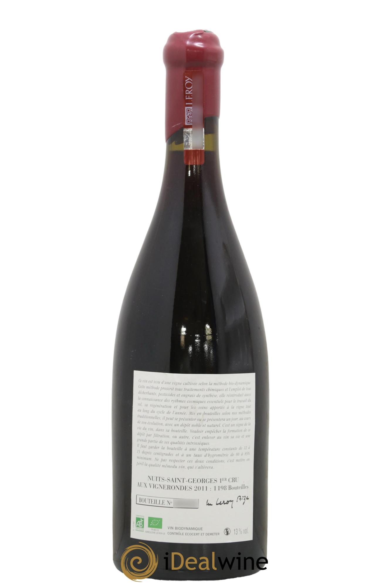 Nuits-Saint-Georges 1er Cru Aux Vignerondes Leroy (Domaine) 2011 - Posten von 1 Flasche - 1