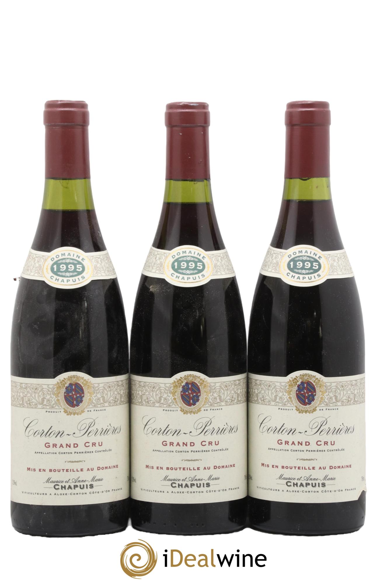Corton Grand Cru Perrières Chapuis 1995 - Lot de 3 bouteilles - 0