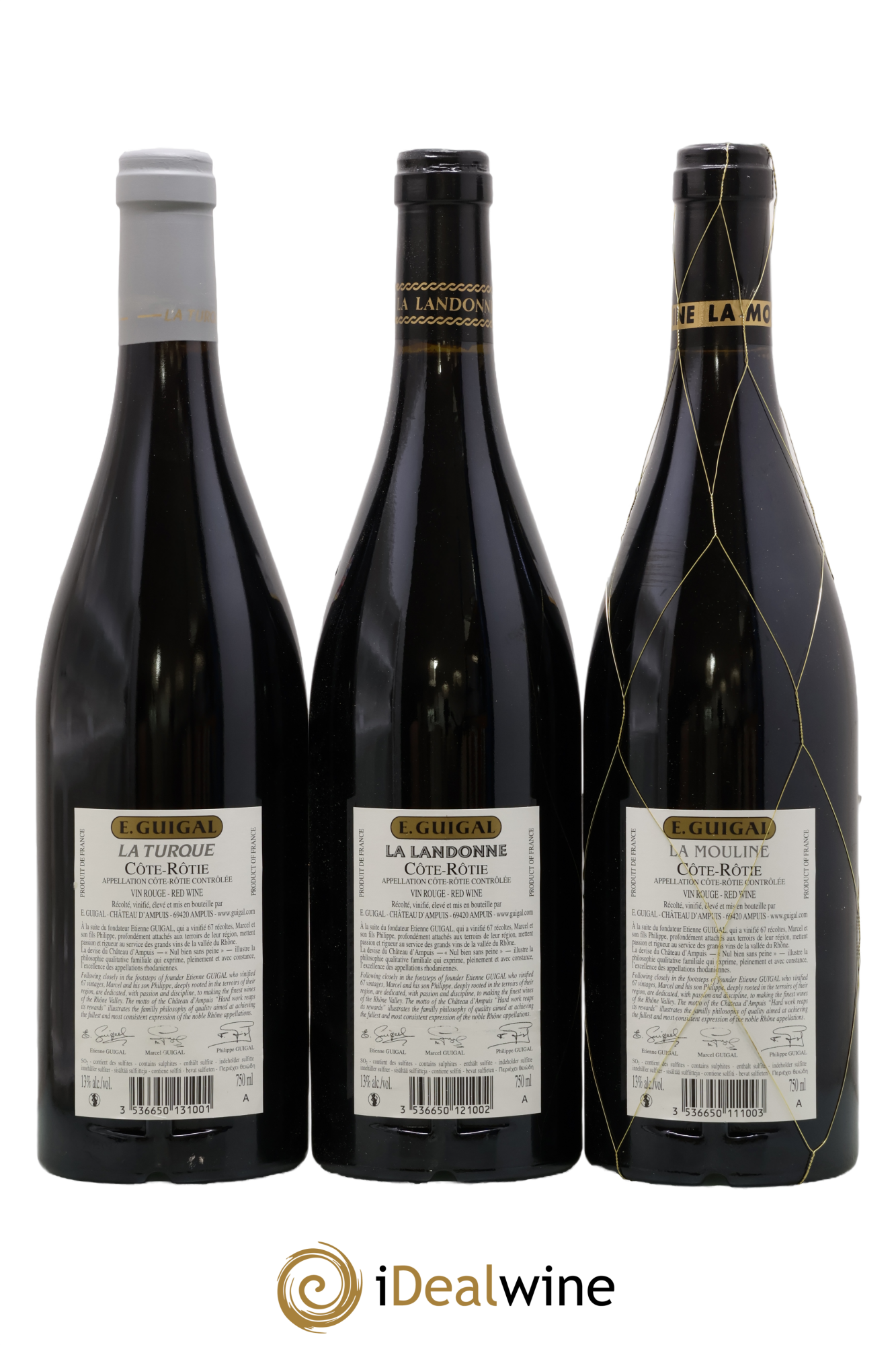 Côte-Rôtie Guigal Trilogie La Turque - La Landonne - La Mouline 2011 - Lot de 3 bouteilles - 1
