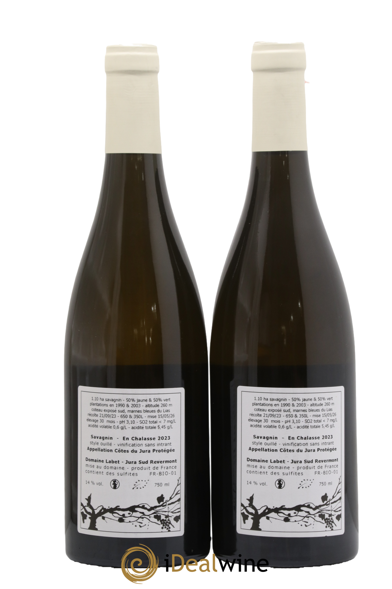 Côtes du Jura Savagnin en Chalasse Romain - Julien - Charline Labet 2023 - Lot de 2 bouteilles - 1