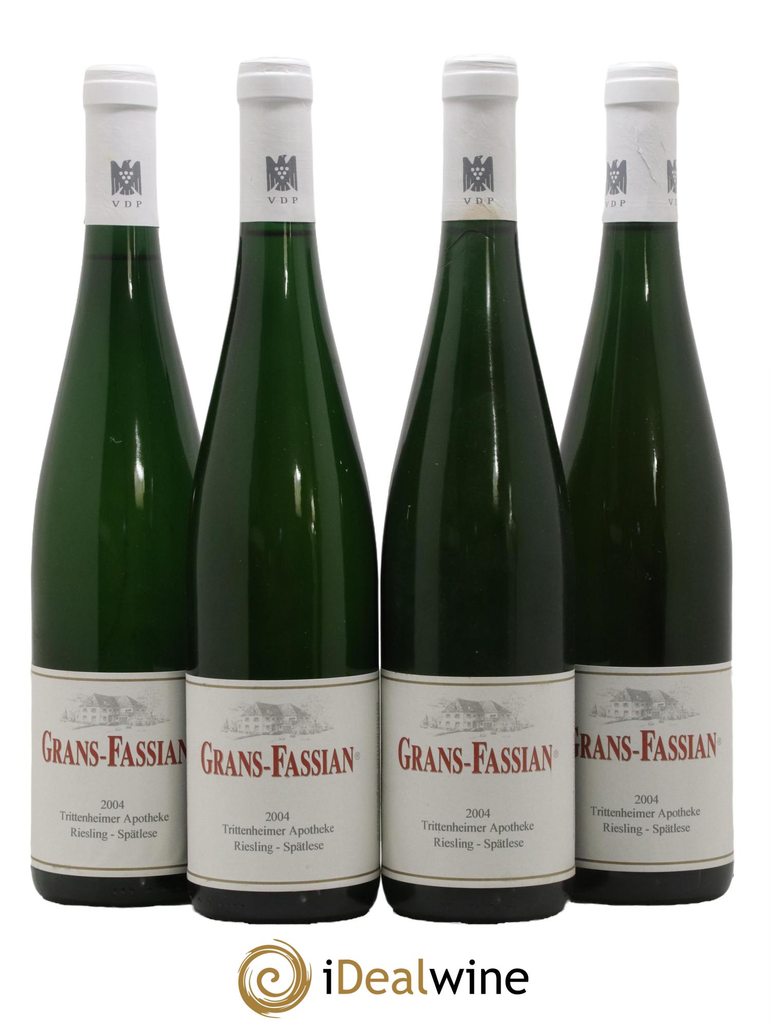 Allemagne Mosel-Saar Grans-Fassian Trittenheimer Apotheke Spätlese 2004 - Lot de 4 bouteilles - 0