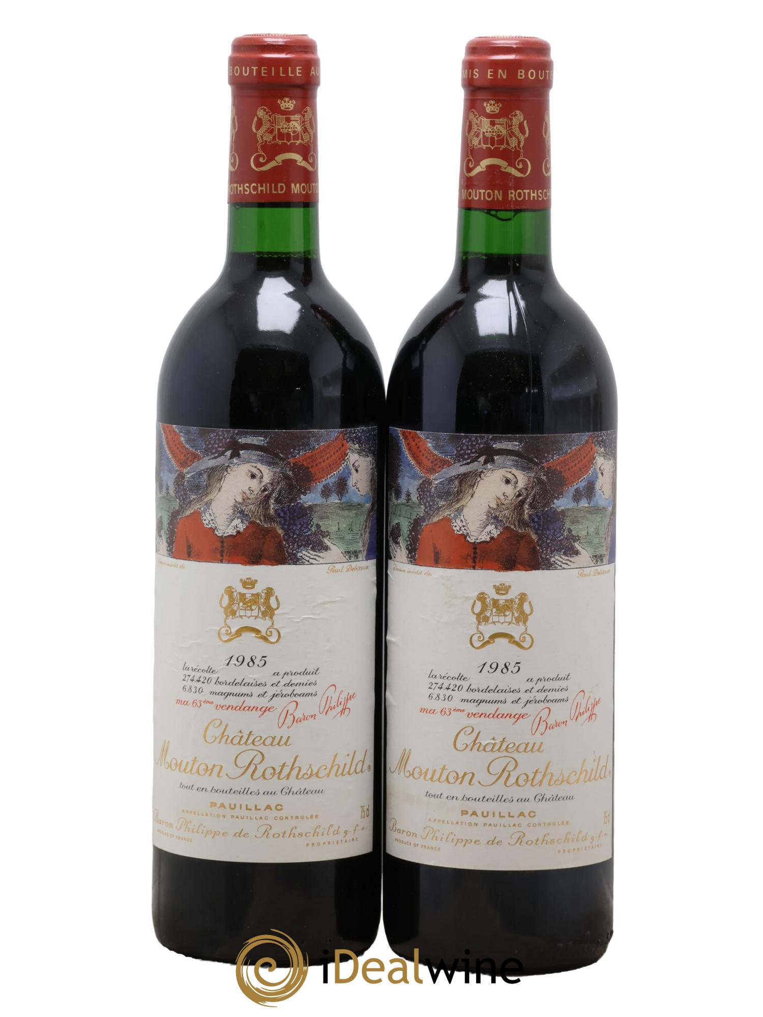 Château Mouton Rothschild 1er Grand Cru Classé 1985 - Lot of 2 bottles - 0