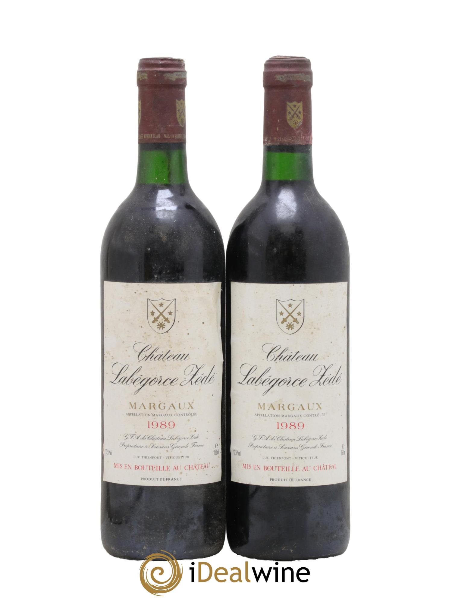 Château Labegorce Zédé Cru Bourgeois 1989 - Lot de 2 bouteilles - 0