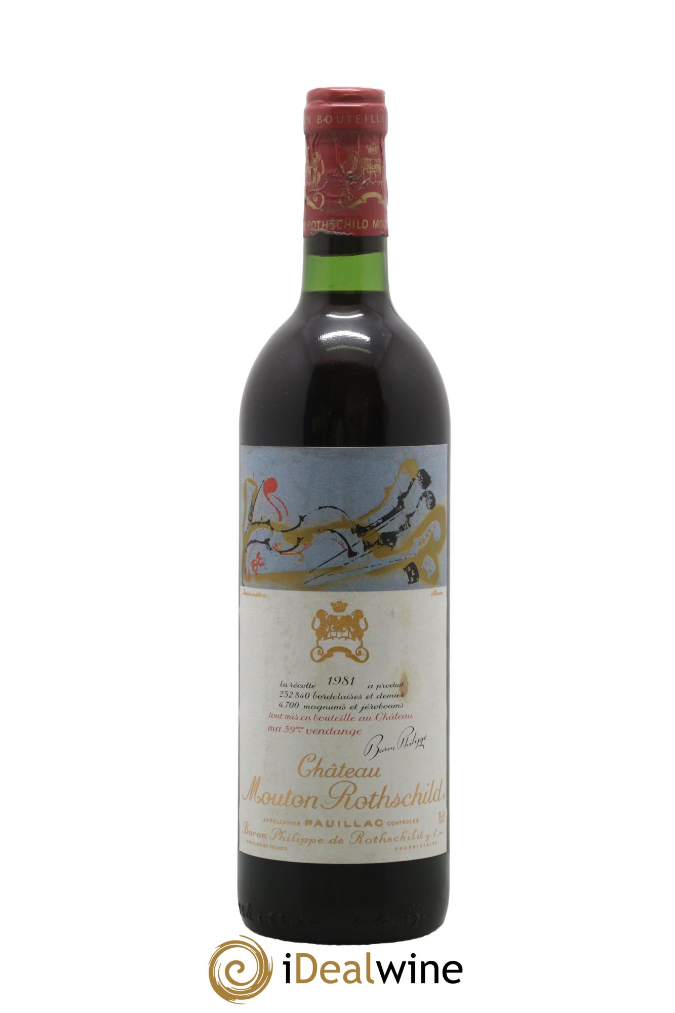 Château Mouton Rothschild 1er Grand Cru Classé 1981 - Lot de 1 bouteille - 0
