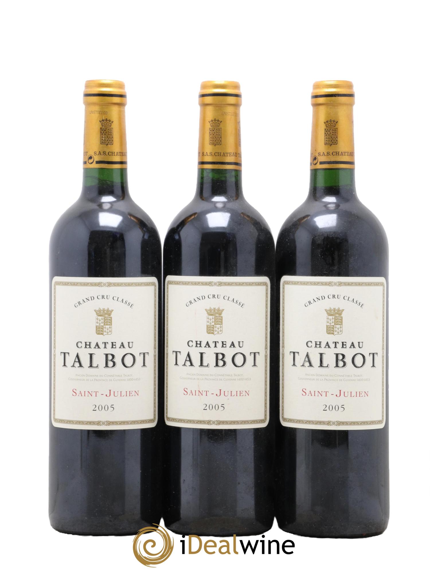 Château Talbot 4ème Grand Cru Classé 2005 - Lot de 3 bouteilles - 0