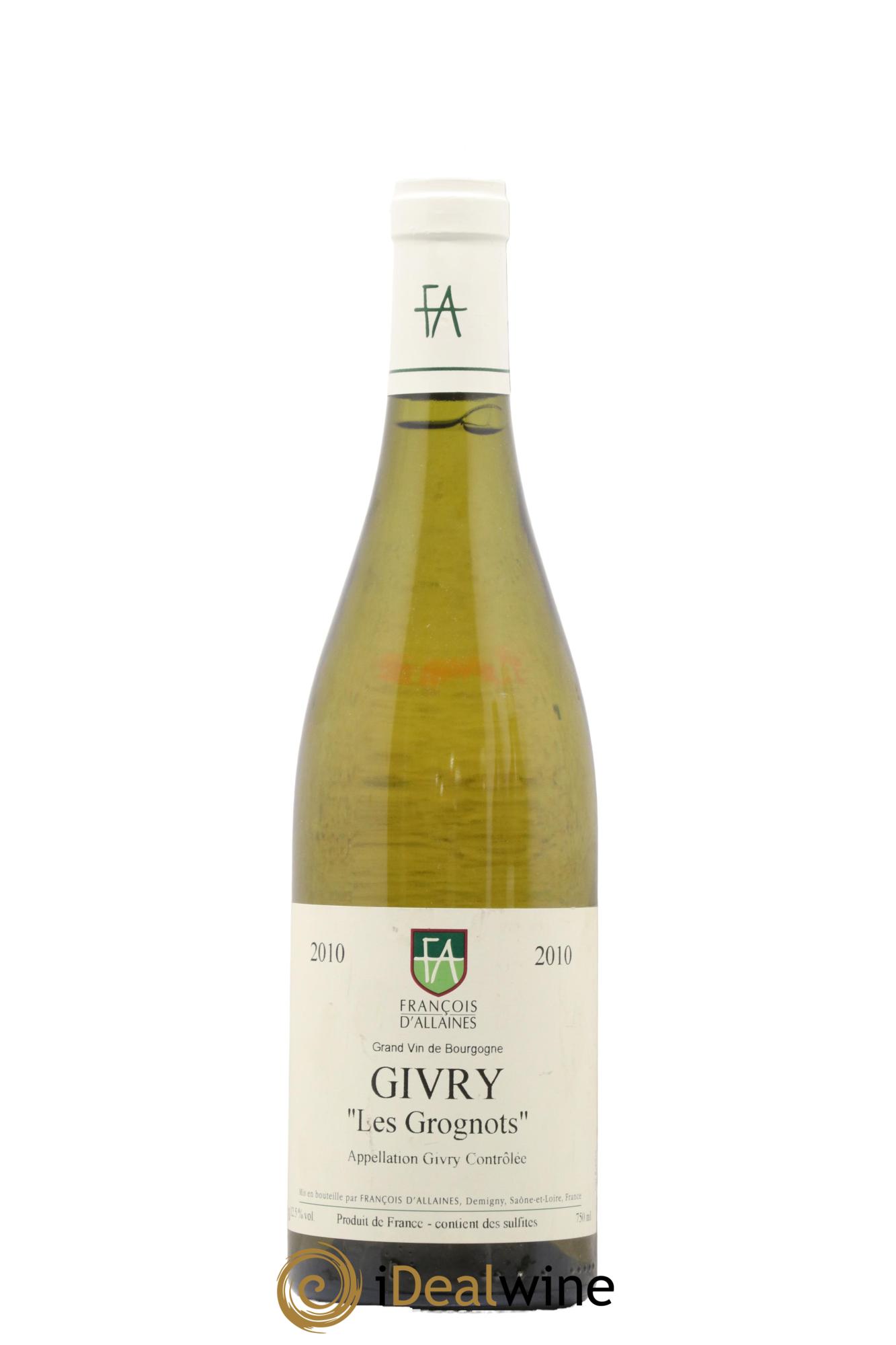 Givry Les Grognots Francois D Allaine 2010 - Lot de 1 bouteille - 0