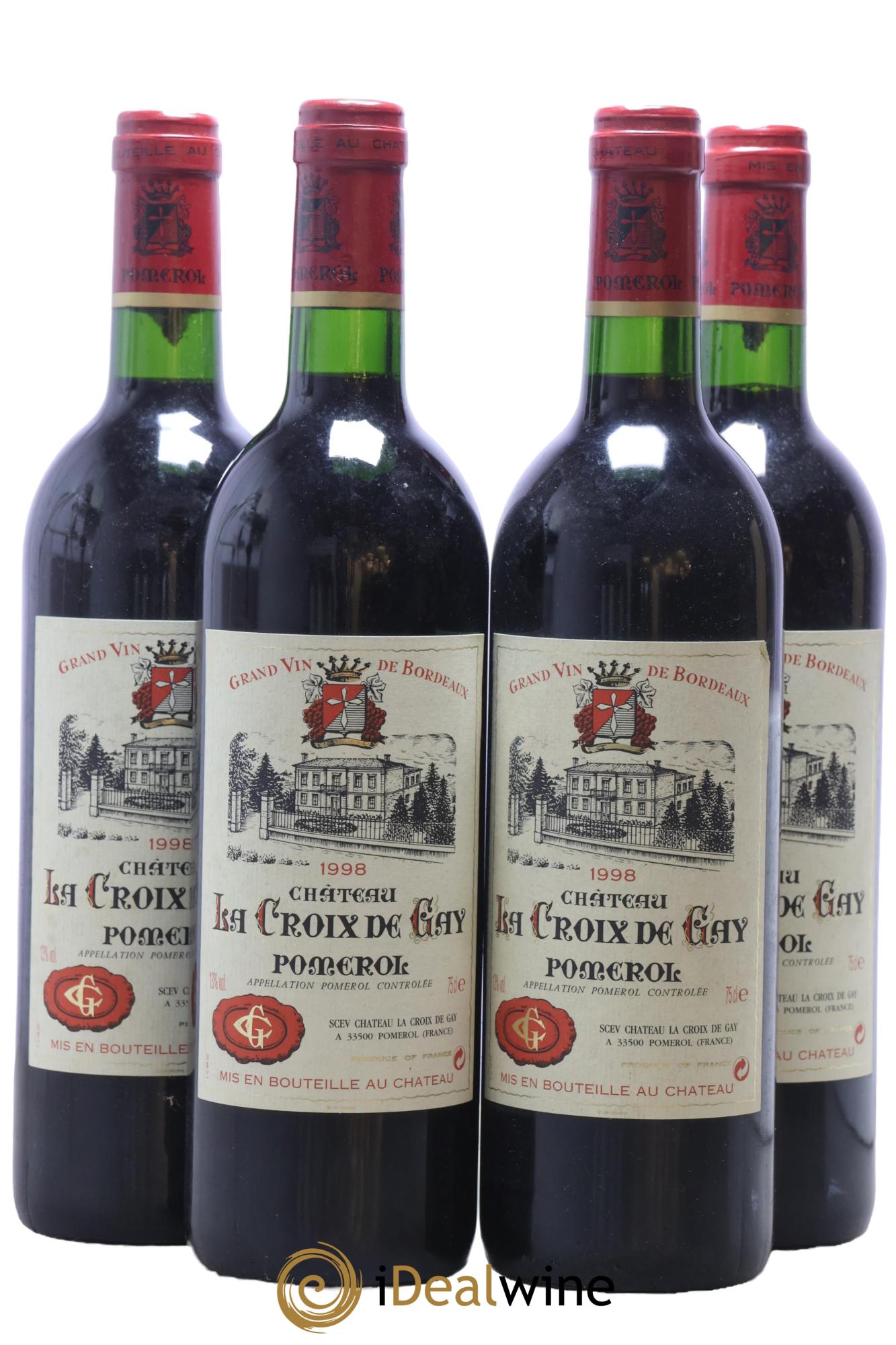 Château la Croix de Gay 1998 - Lotto di 4 bottiglie - 0