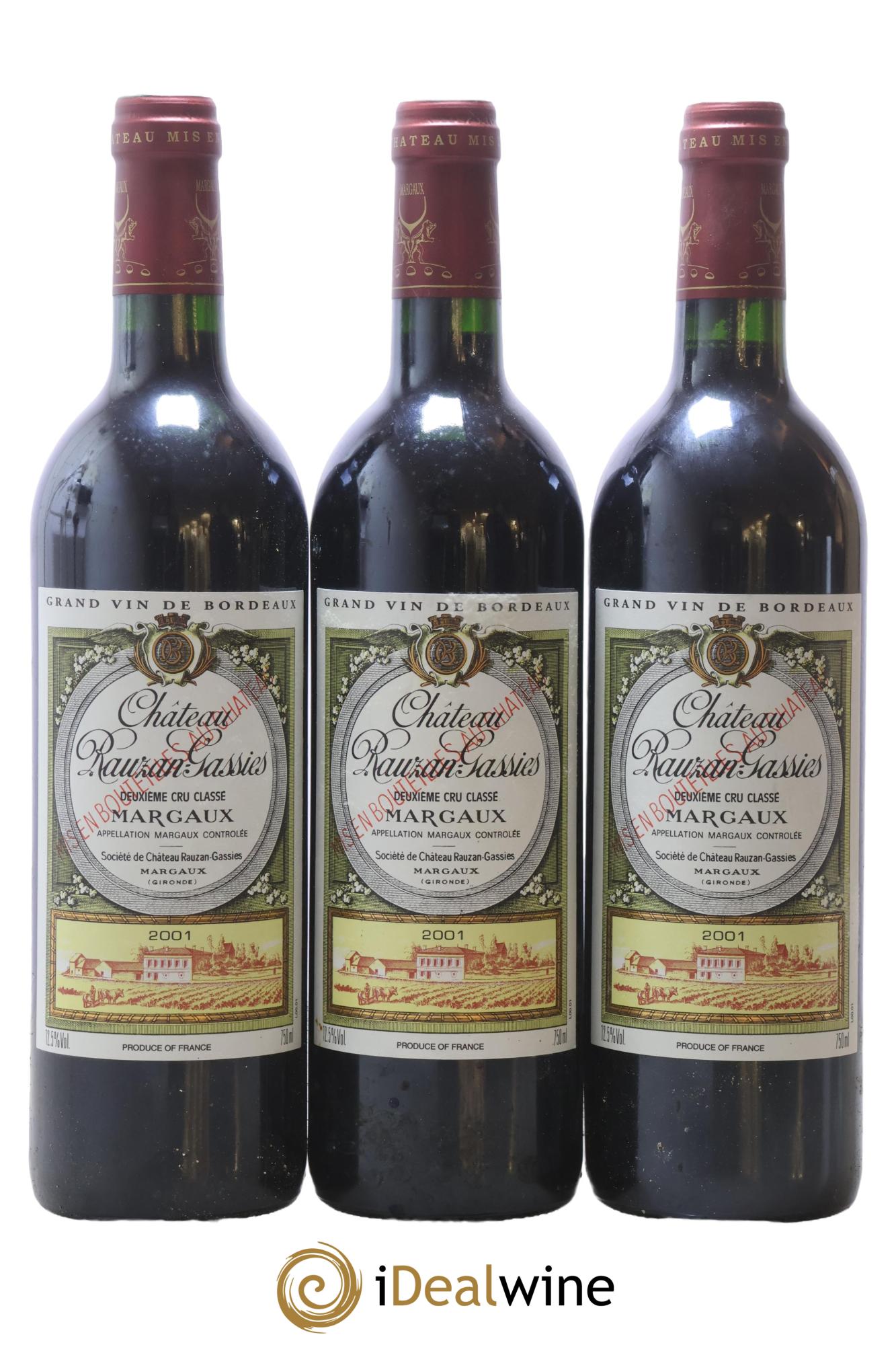 Château Rauzan-Gassies 2ème Grand Cru Classé 2001 - Lot de 3 bouteilles - 0