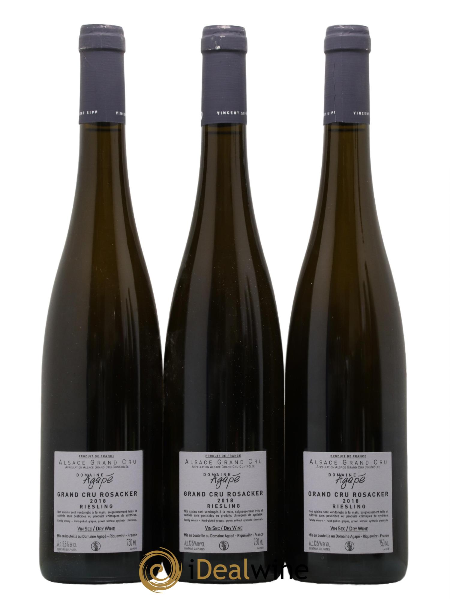 Alsace Grand Cru Riesling Rosacker Domaine Agape 2018 - Lot of 3 bottles - 1