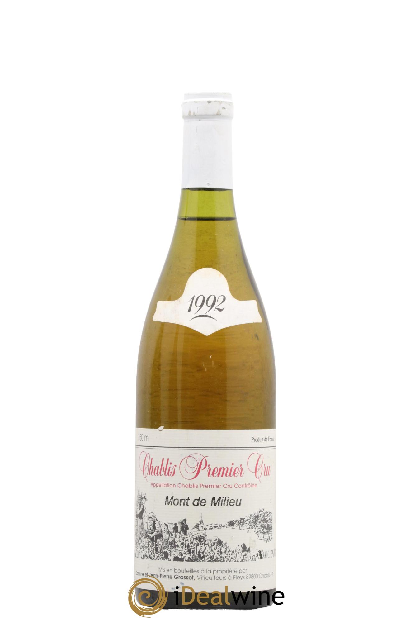 Chablis 1er Cru Mont De Milieu Domaine Grossot 1992 - Lot de 1 bouteille - 0