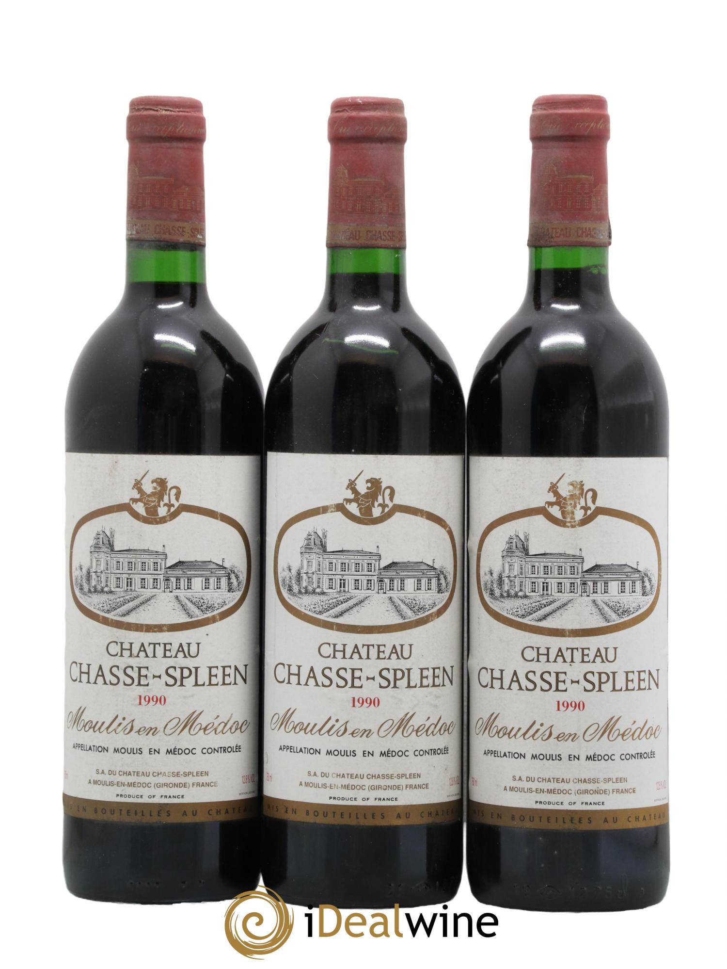 Château Chasse Spleen 1990 - Lot de 3 bouteilles - 0