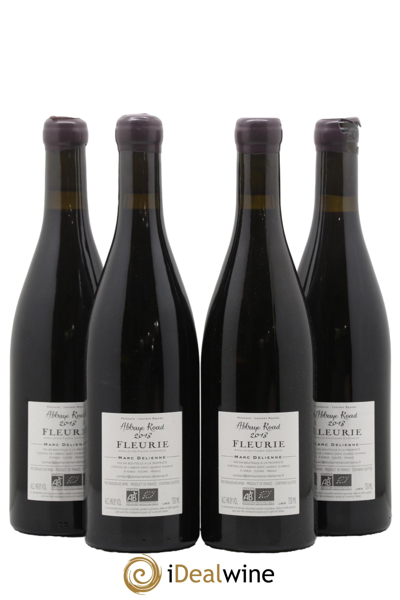Fleurie Abbaye Road Marc Delienne 2018 - Lot of 4 bottles - 1