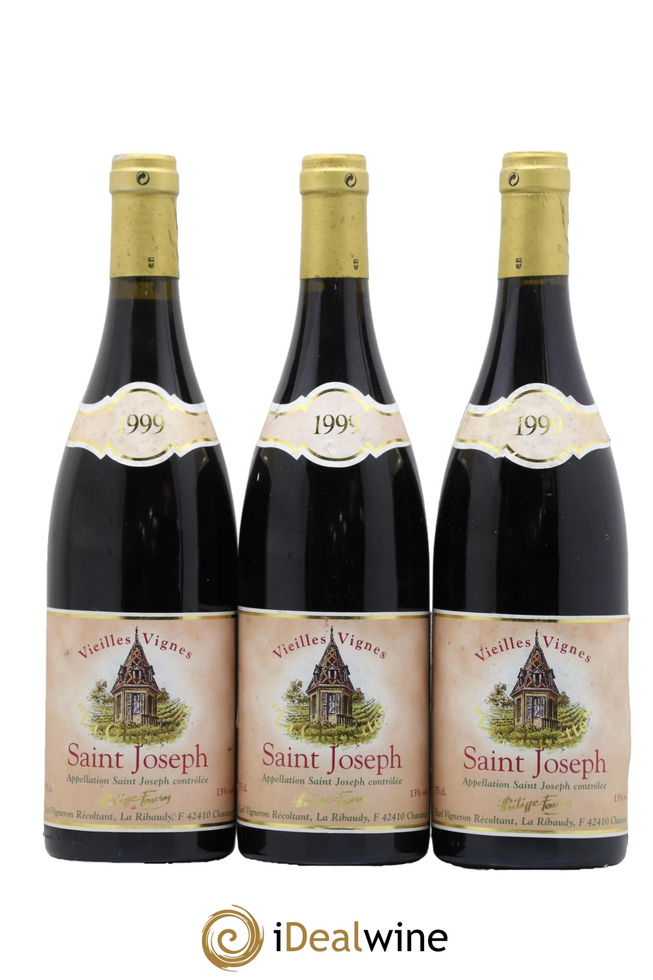 Saint-Joseph La Gloriette Vieilles Vignes Philippe Faury 1999 - Lot de 3 bouteilles - 0