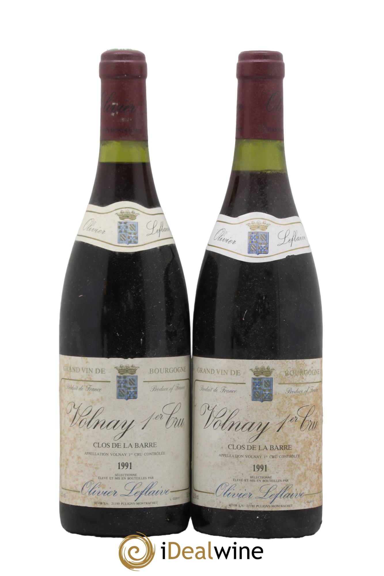 Volnay 1er Cru Clos de la Barre Olivier Leflaive 1991 - Lot de 2 bouteilles - 0