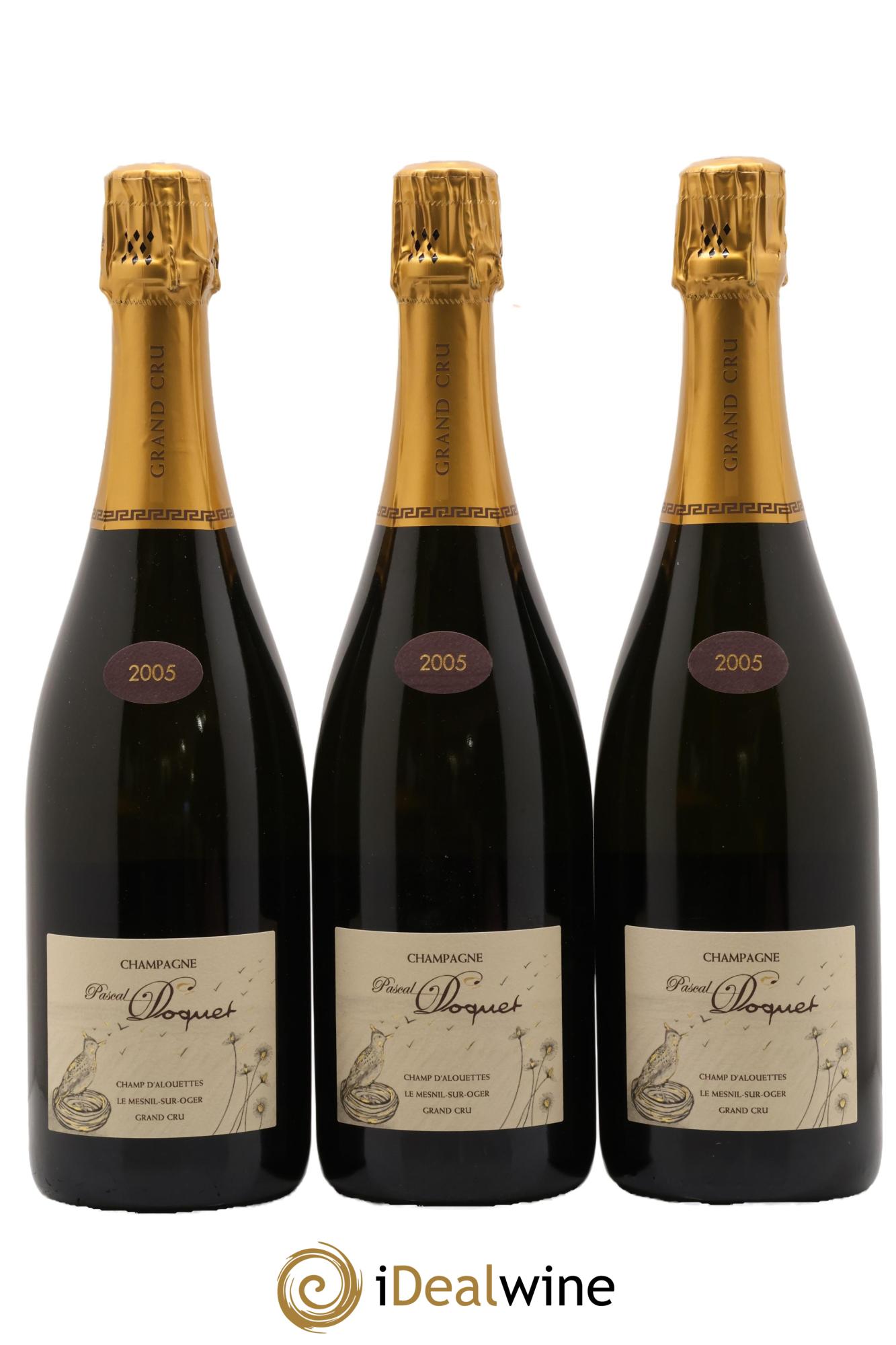 Champ Alouette Mesnil Grand Cru Extra-Brut Pascal Doquet 2005 - Lote de 3 botellas - 0
