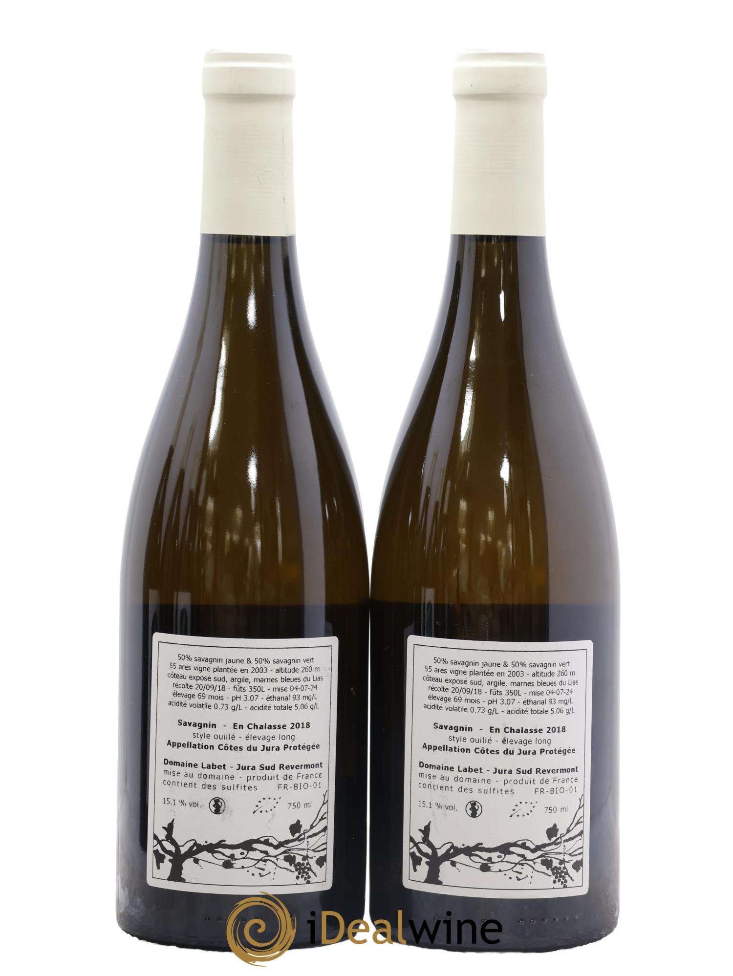 Côtes du Jura Savagnin en Chalasse Elevage Long Romain - Julien  - Charline Labet 2018 - Lot de 2 bouteilles - 1