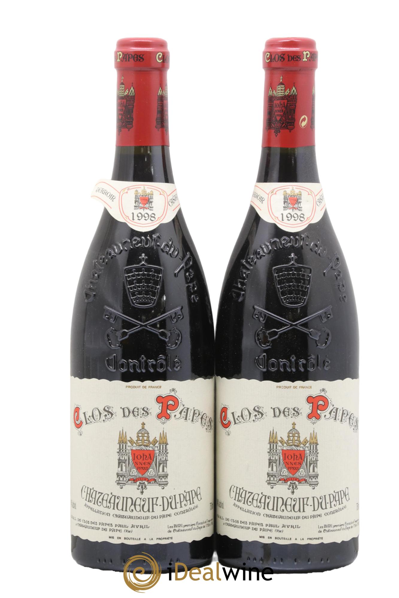 Châteauneuf-du-Pape Clos des Papes - Paul Avril 1998 - Lot de 2 bouteilles - 0