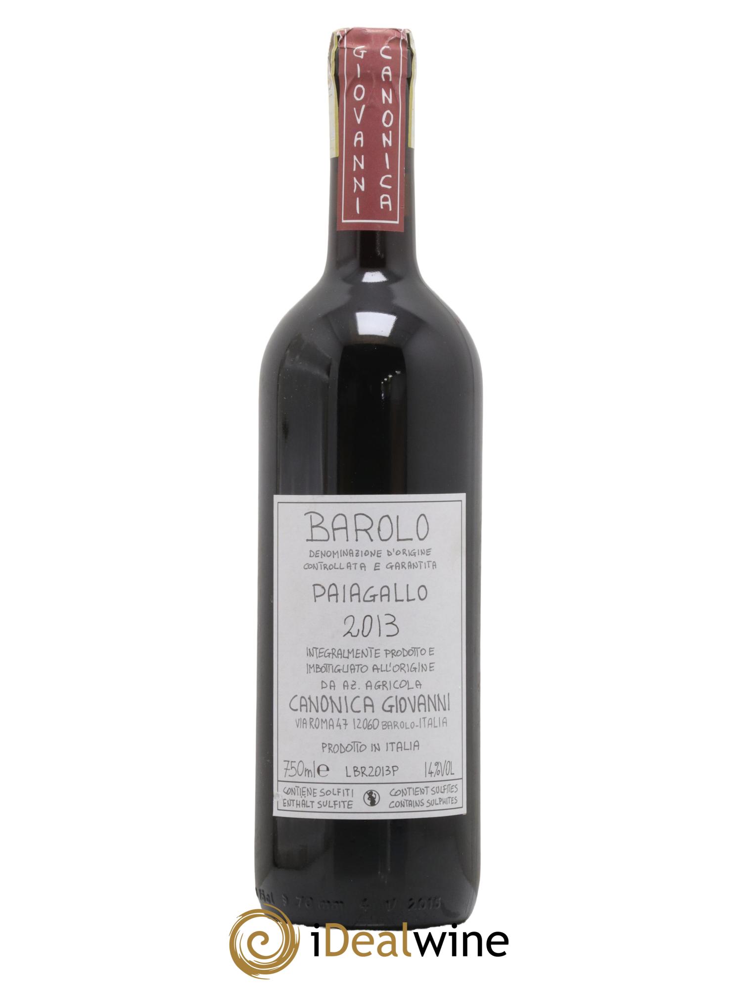 Barolo DOCG Paiagallo Giovanni Canonica 2013 - Lot de 1 bouteille - 0