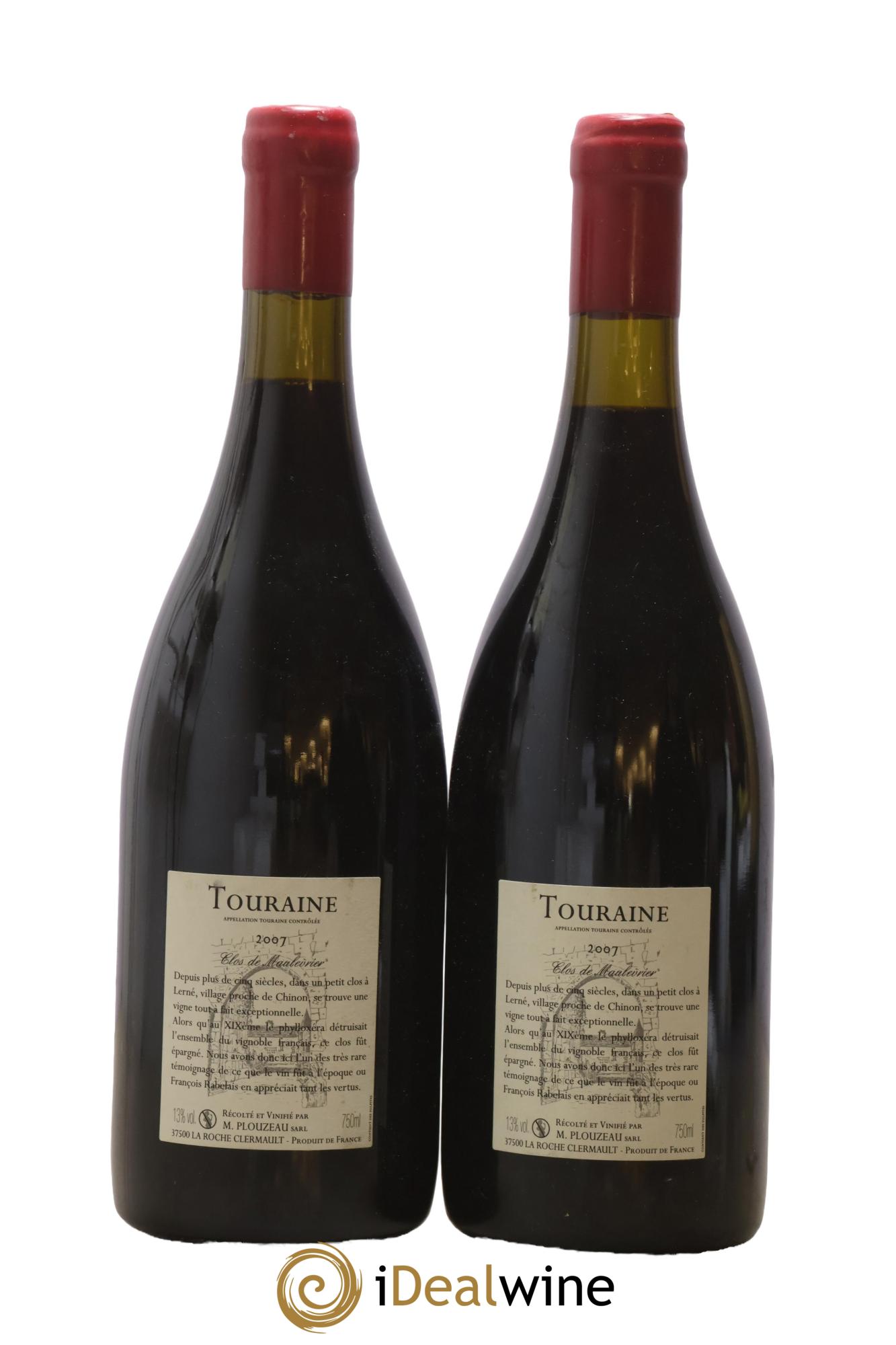 Touraine Clos de Maulevrier Ante Phylloxera Franc de Pied Marc Plouzeau 2007 - Lot of 2 bottles - 1