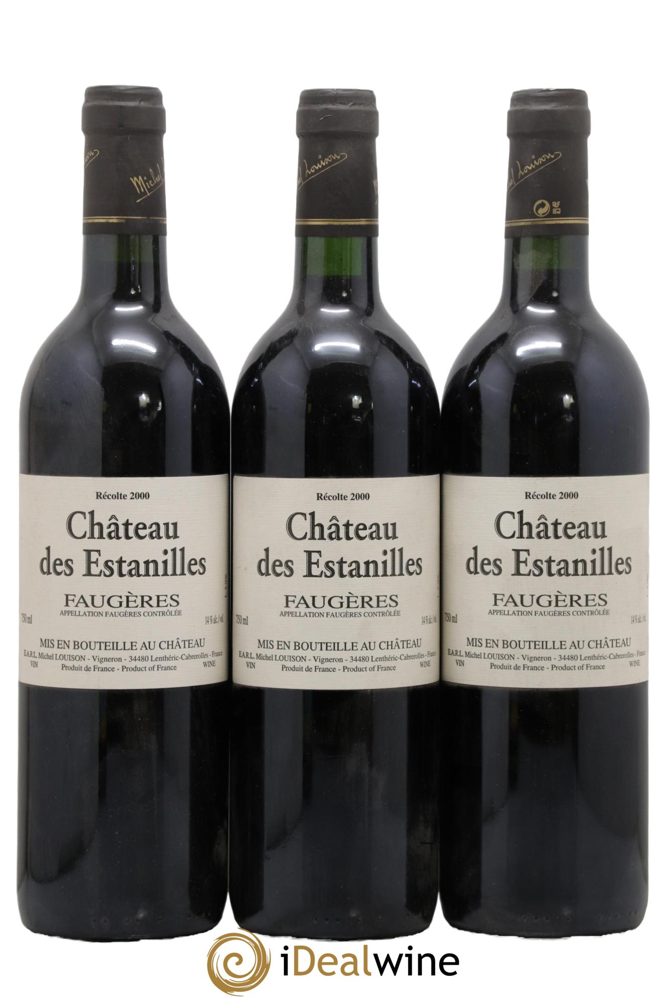 Faugères Château des Estanilles Tradition Michel Louison 2000 - Lotto di 3 bottiglie - 0