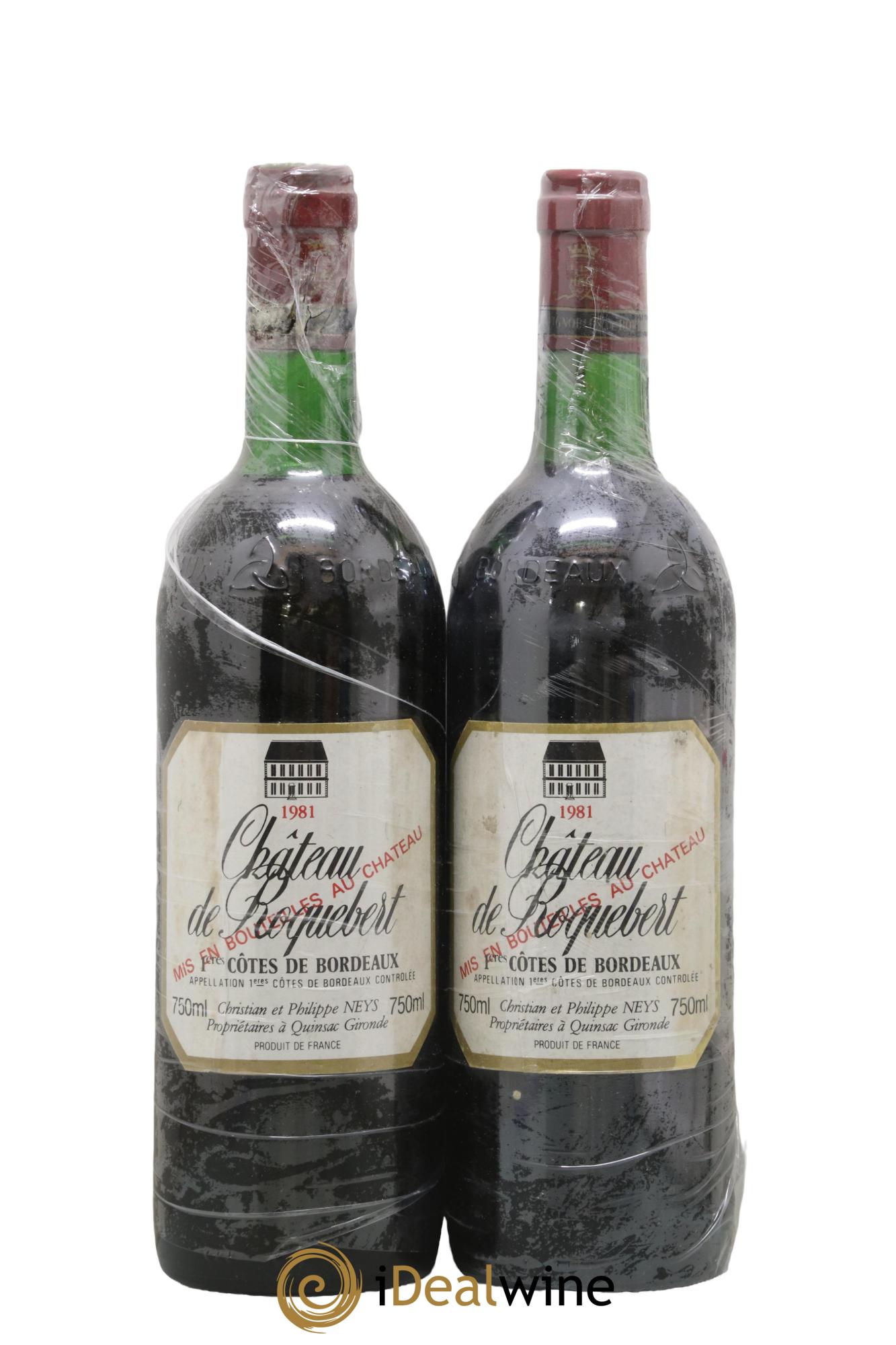 Premières Côtes de Bordeaux Château De Roquebert 1981 - Lot de 2 bouteilles - 0