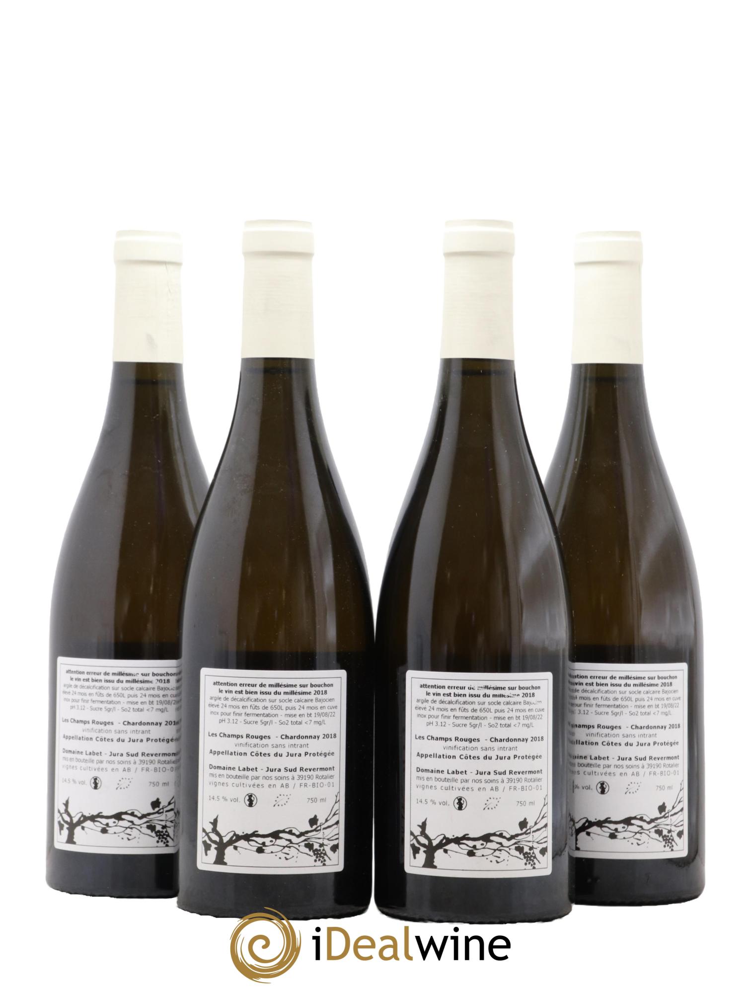 Côtes du Jura Chardonnay Les Champs Rouges Romain - Julien - Charline Labet 2018 - Posten von 4 Flaschen - 1