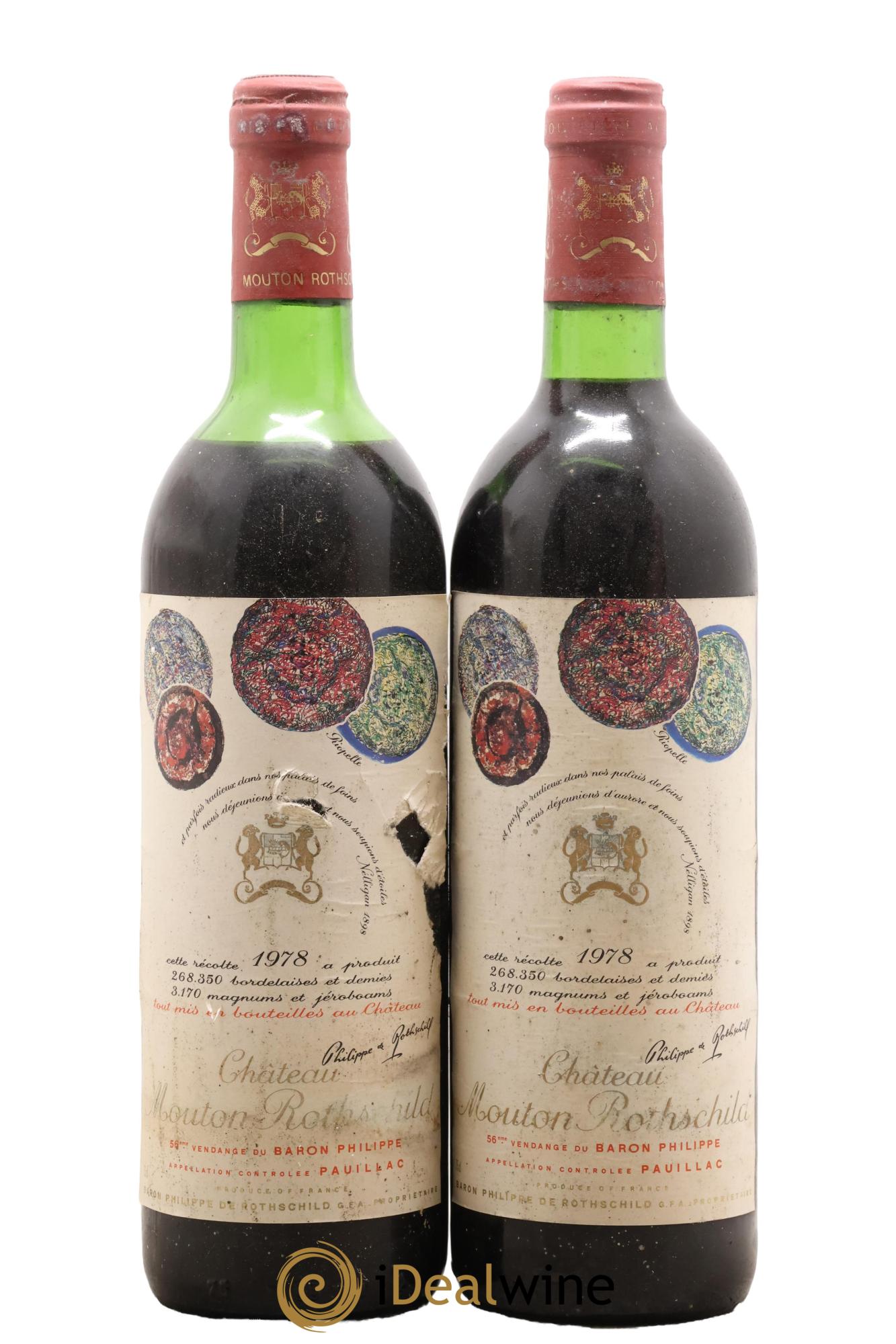 Château Mouton Rothschild 1er Grand Cru Classé 1978 - Lot de 2 bouteilles - 0