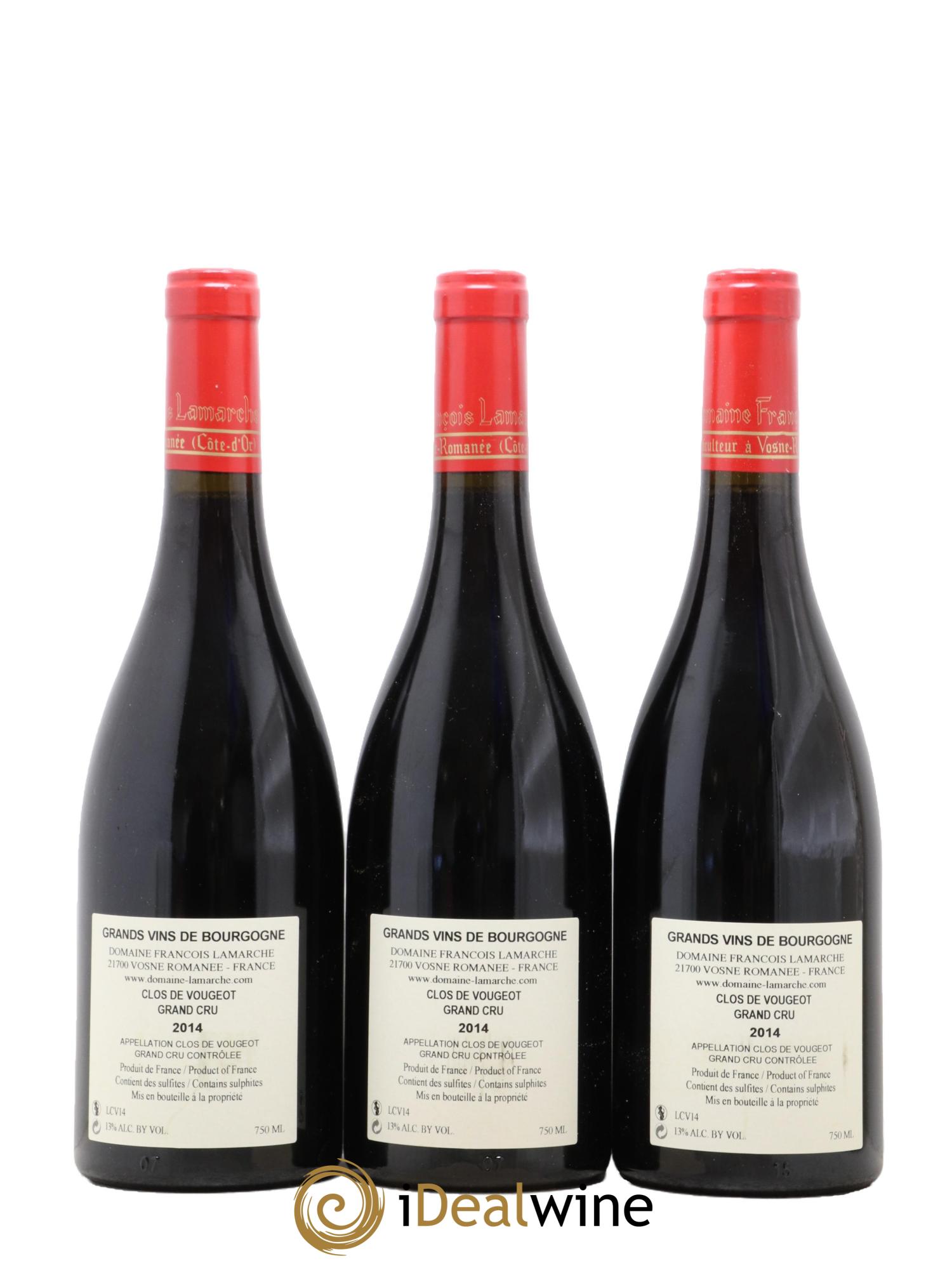 Clos de Vougeot Grand Cru Lamarche (Domaine) 2014 - Lot de 3 bouteilles - 1