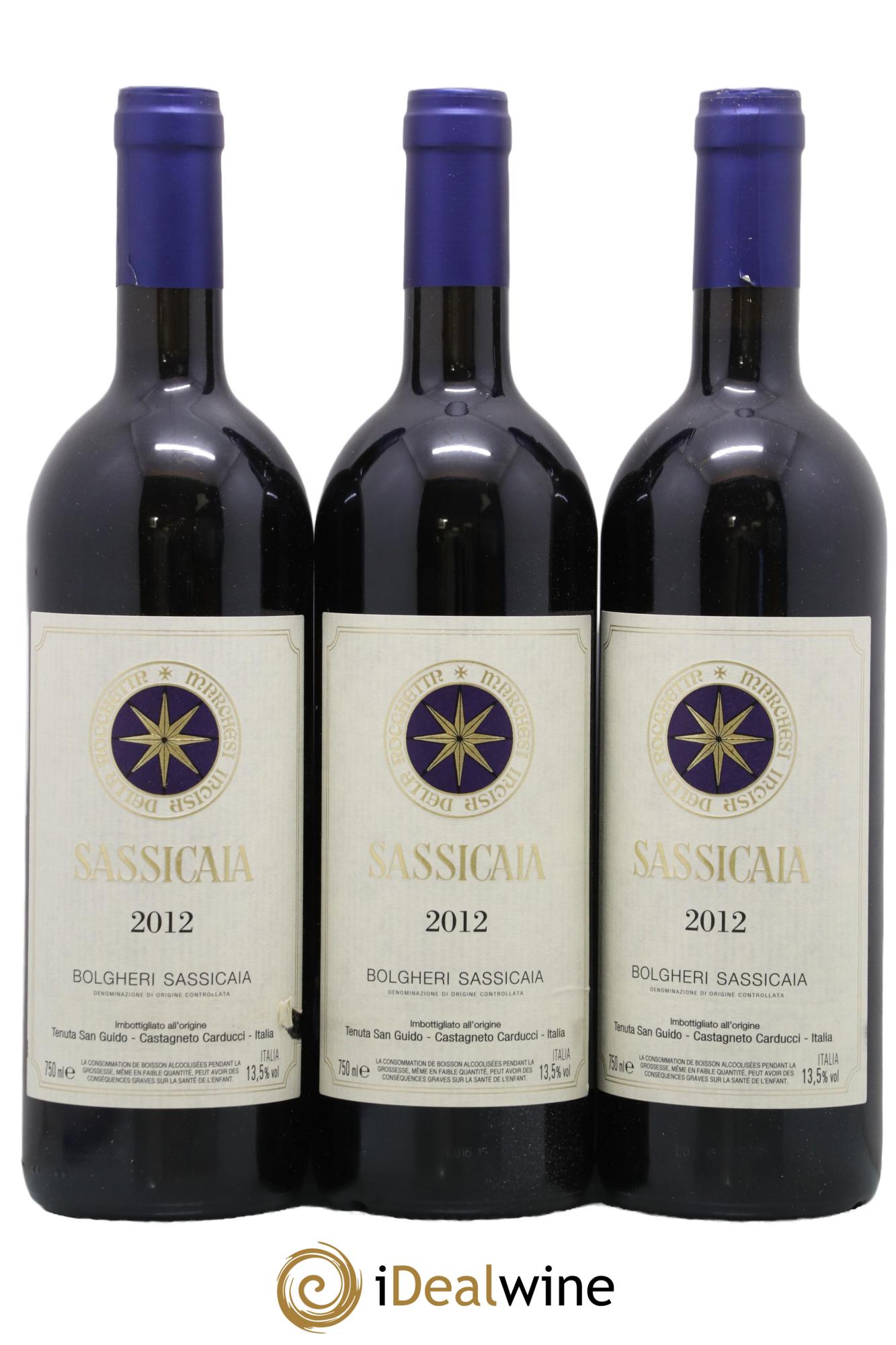Bolgheri DOC Sassicaia Tenuta San Guido 2012 - Lot de 3 bouteilles - 0